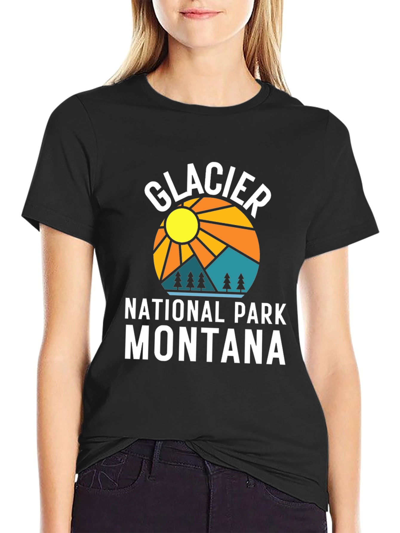 Glacier National Park Montana Black T-Shirt