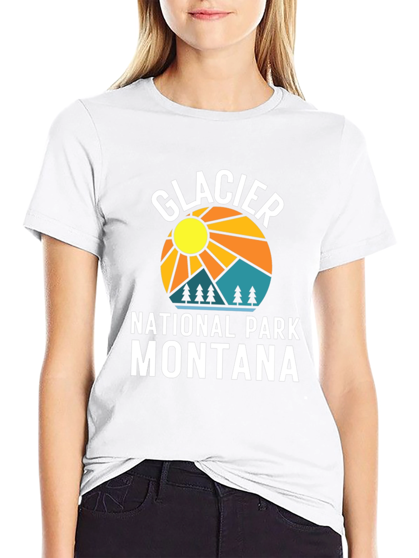 Glacier National Park Montana Black T-Shirt