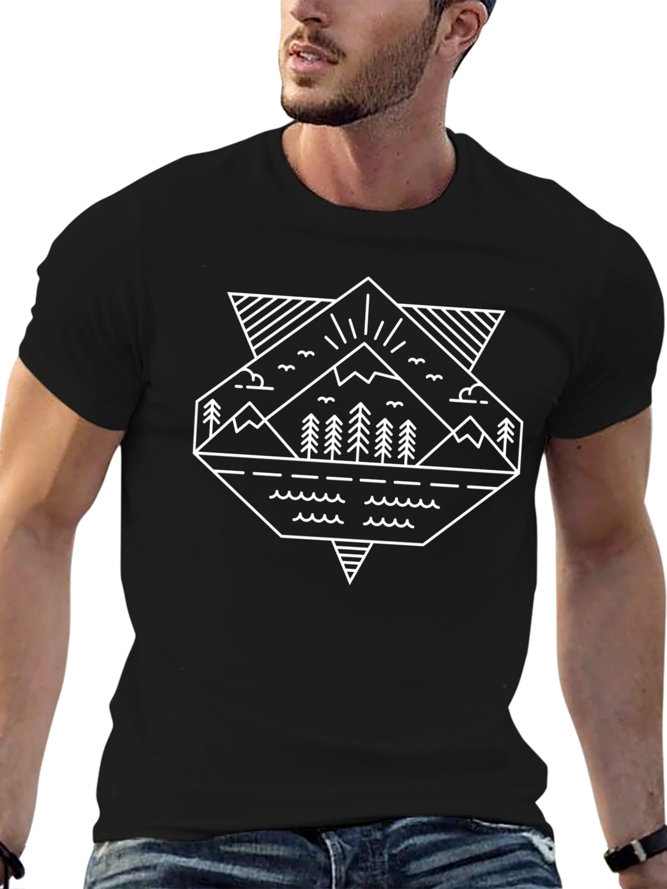 Geometric Mountain & Lake T-Shirt