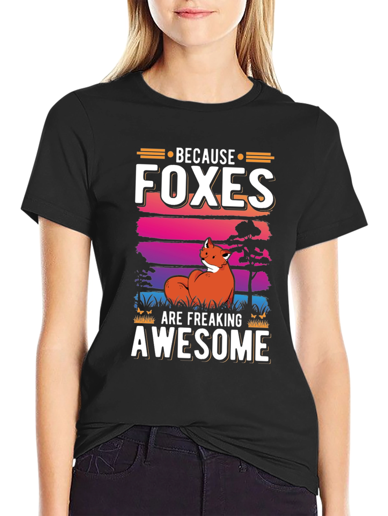Foxes Are Awesome Graphic Tee - Unisex Black Shirt