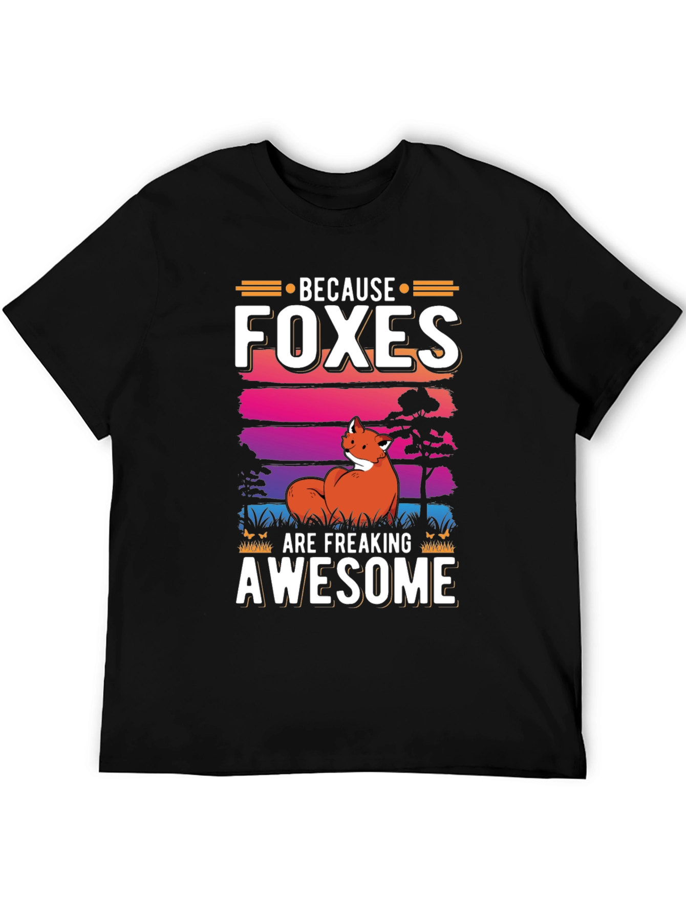 Foxes Are Awesome Graphic Tee - Unisex Black Shirt