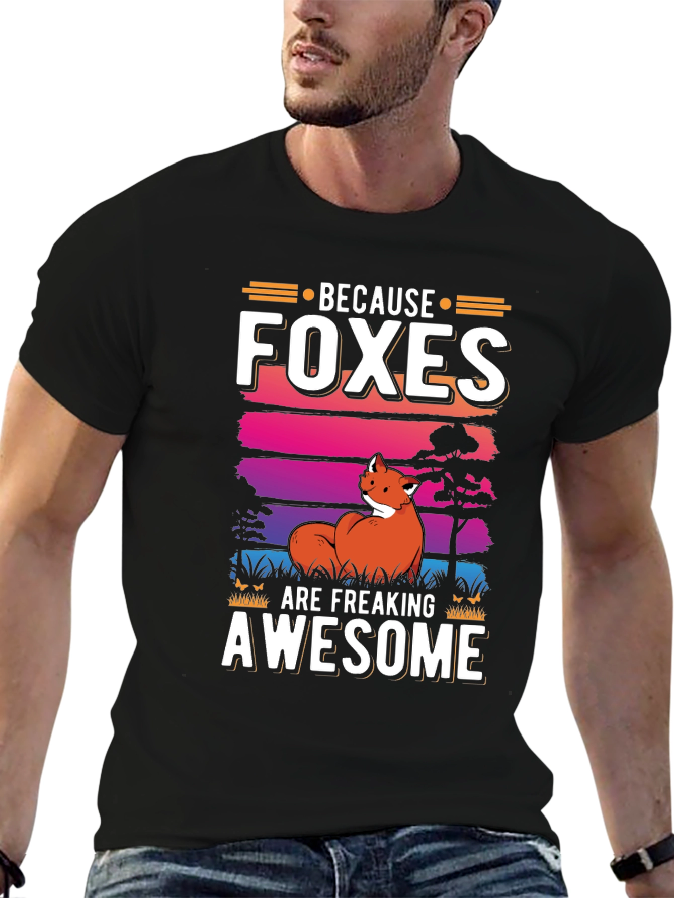 Foxes Are Awesome Graphic Tee - Unisex Black Shirt