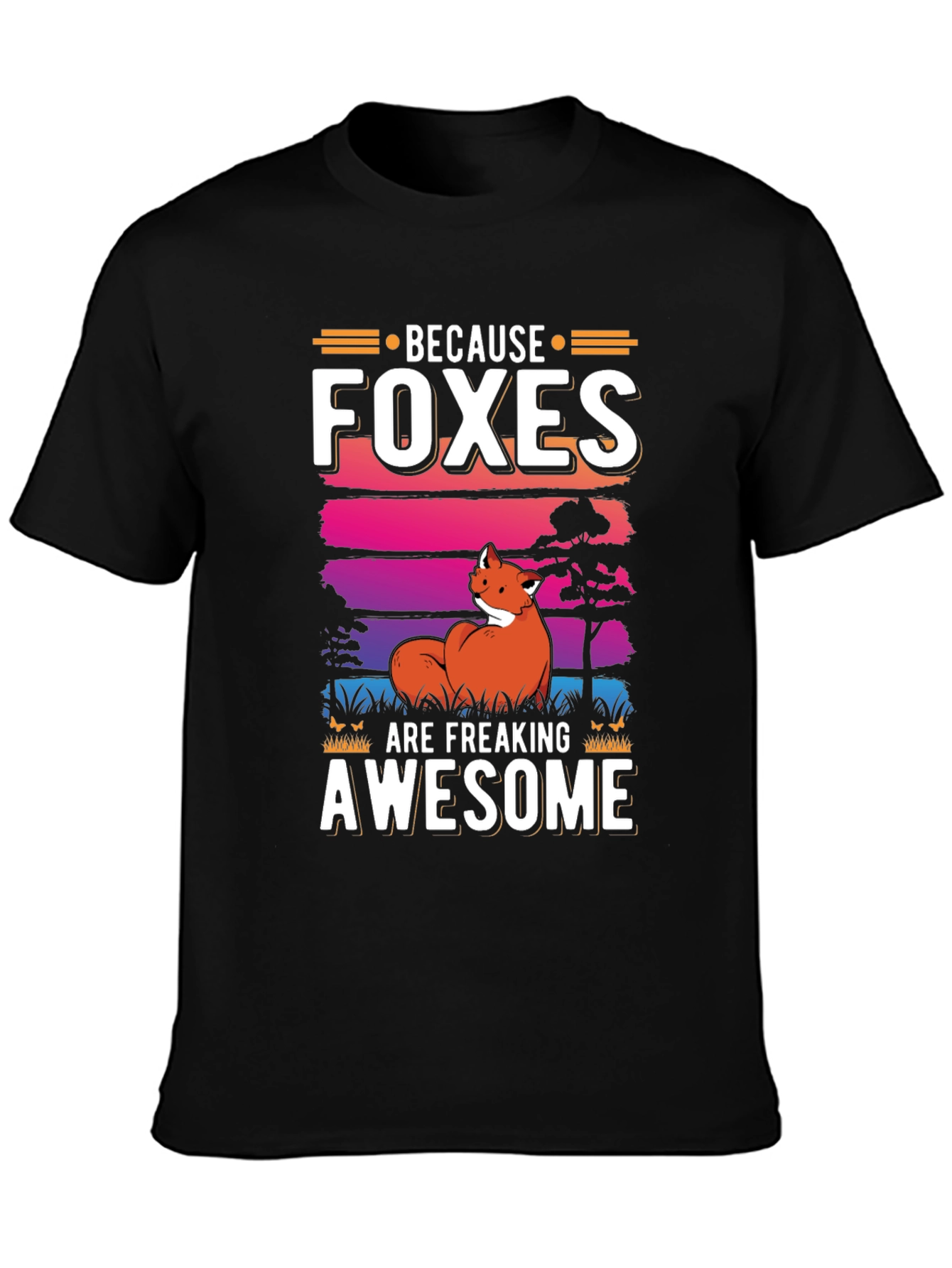 Foxes Are Awesome Graphic Tee - Unisex Black Shirt