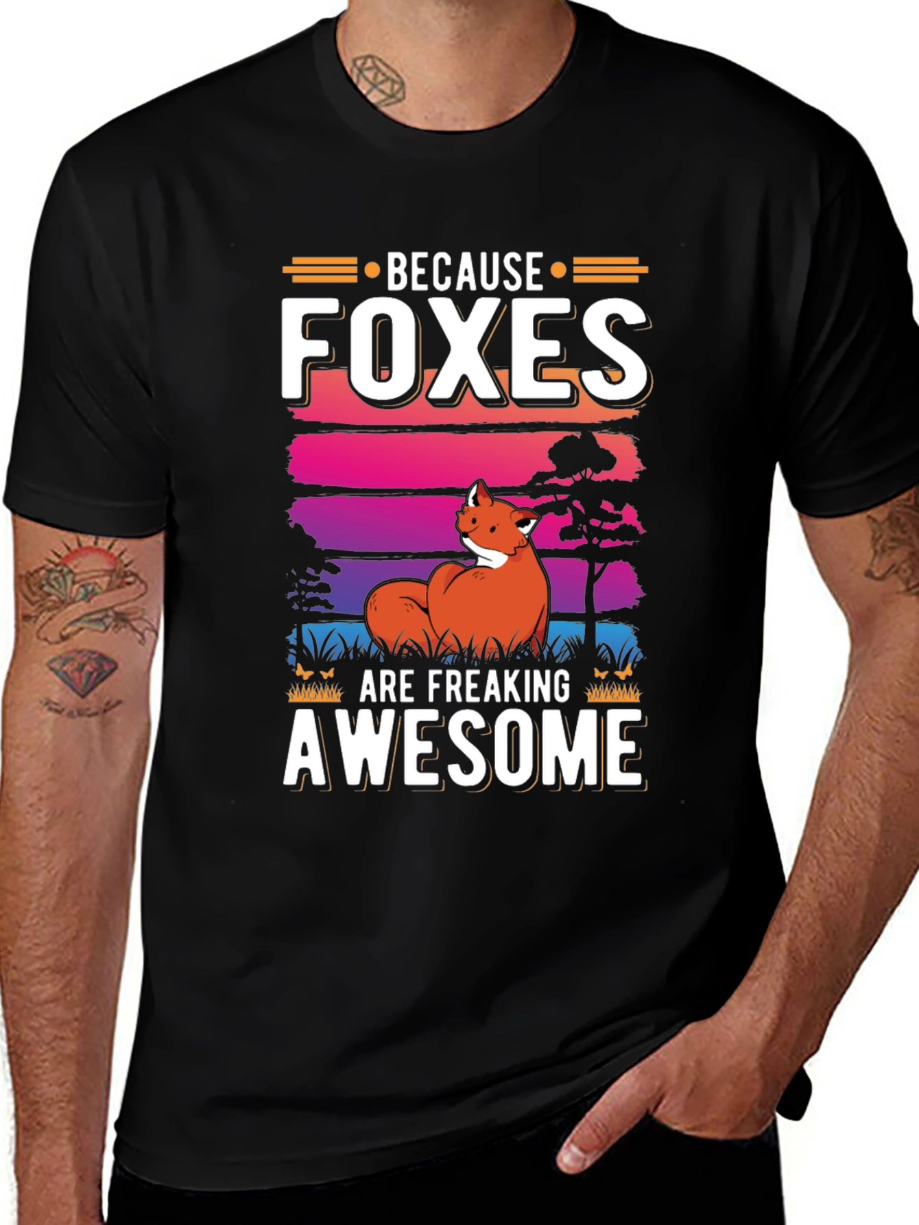 Foxes Are Awesome Graphic Tee - Unisex Black Shirt