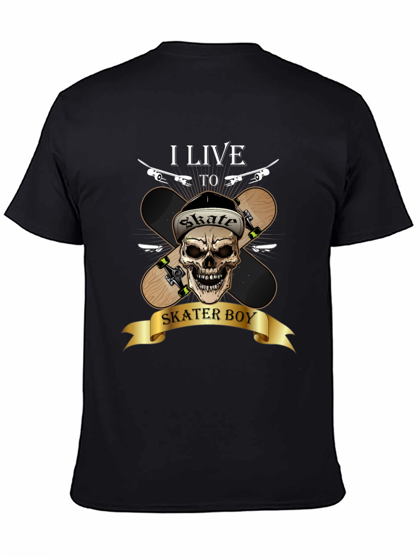 Skater Boy Graphic Tee - Skateboarding Skull T-Shirt