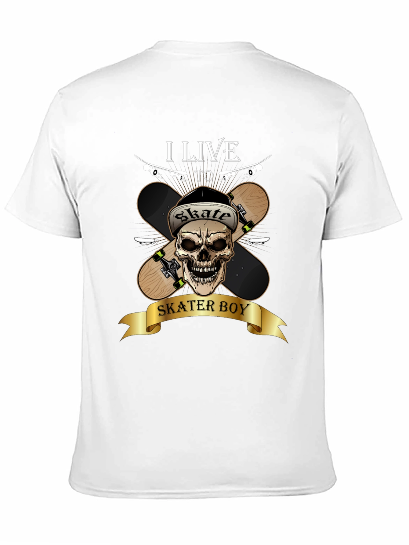 Skater Boy Graphic Tee - Skateboarding Skull T-Shirt