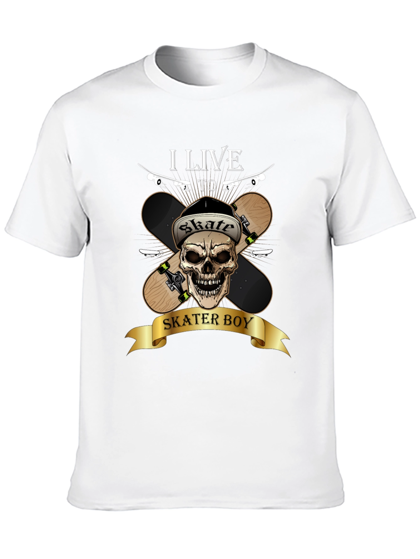 Skater Boy Graphic Tee - Skateboarding Skull T-Shirt