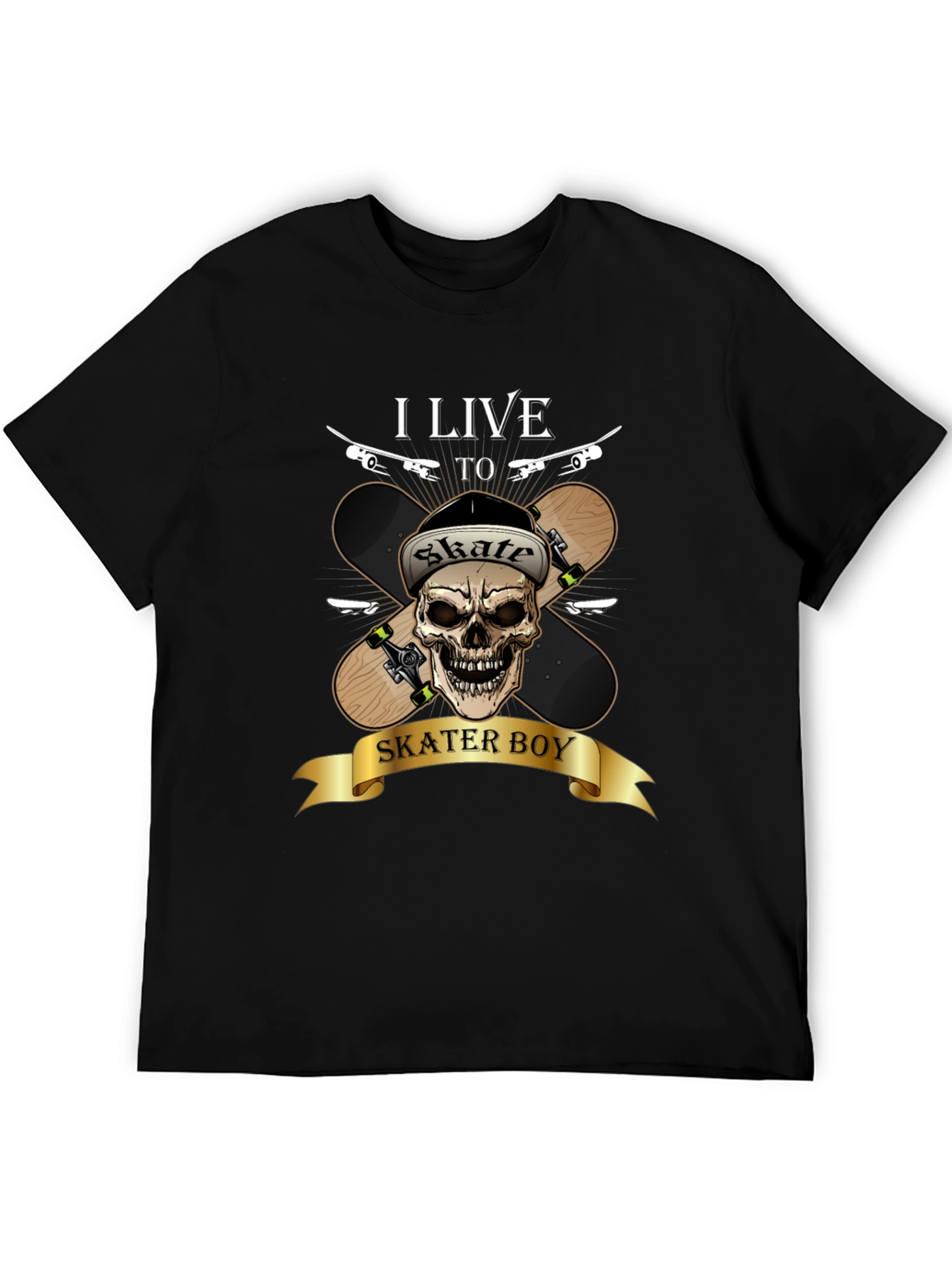 Skater Boy Graphic Tee - Skateboarding Skull T-Shirt
