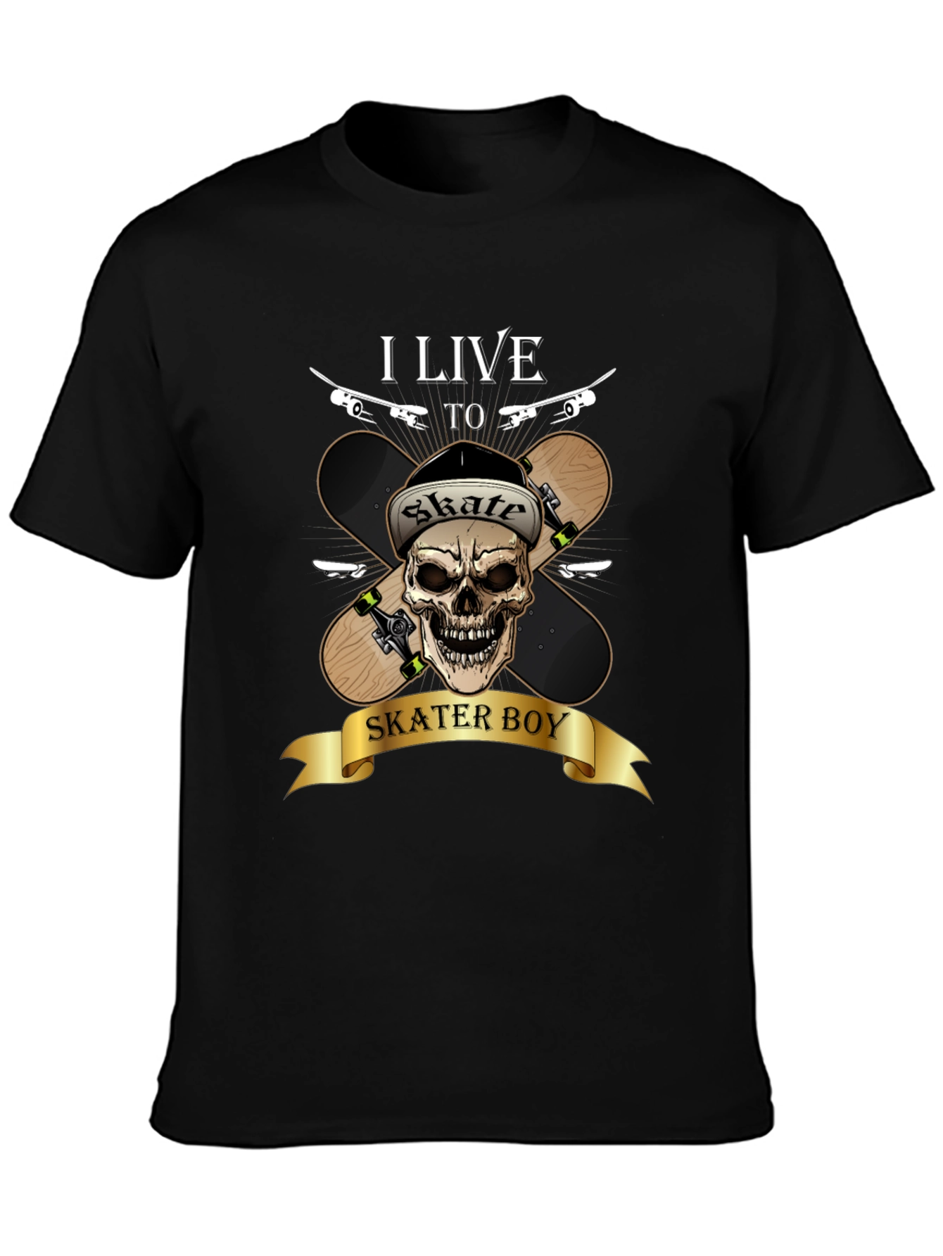 Skater Boy Graphic Tee - Skateboarding Skull T-Shirt