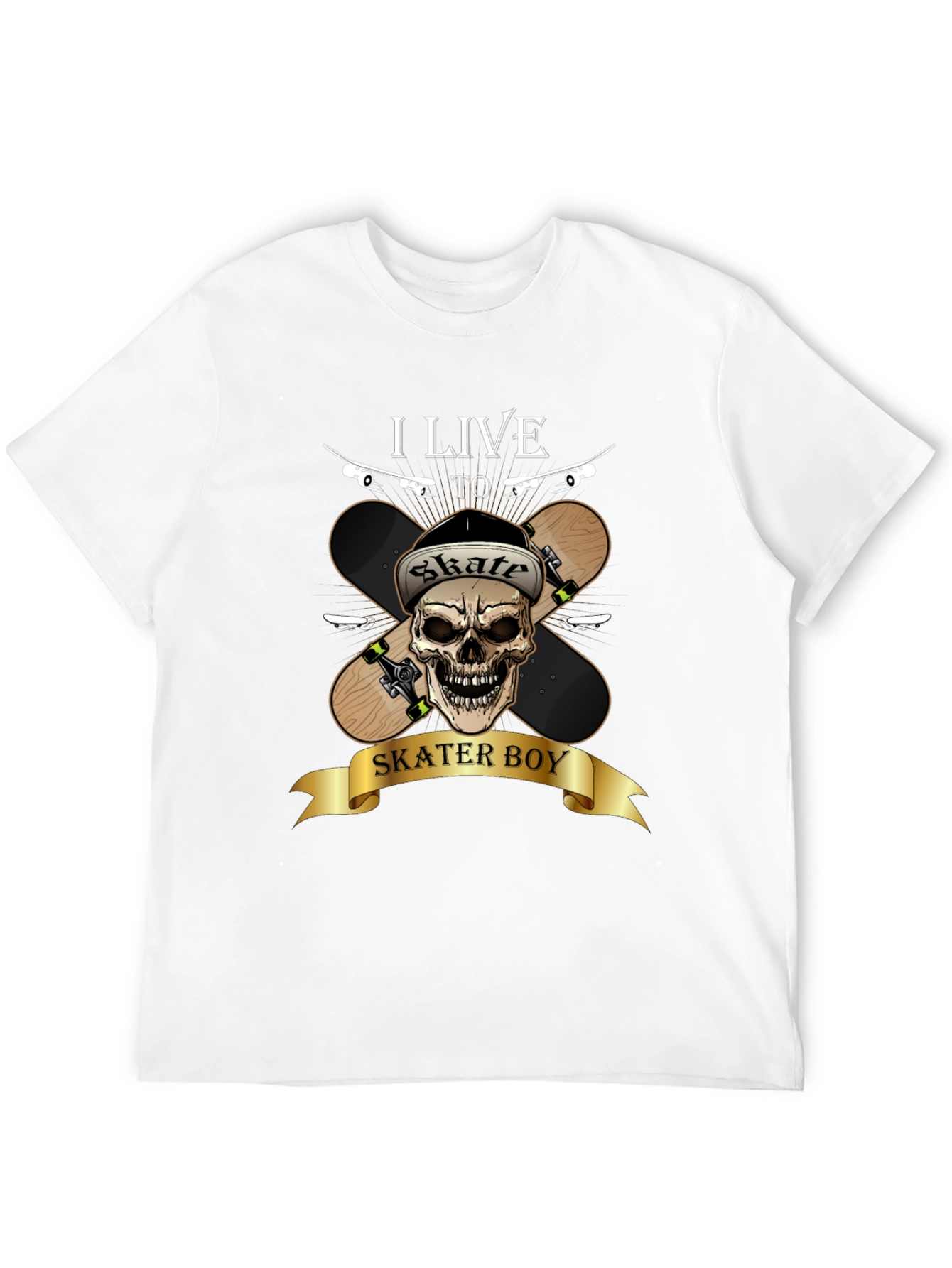 Skater Boy Graphic Tee - Skateboarding Skull T-Shirt