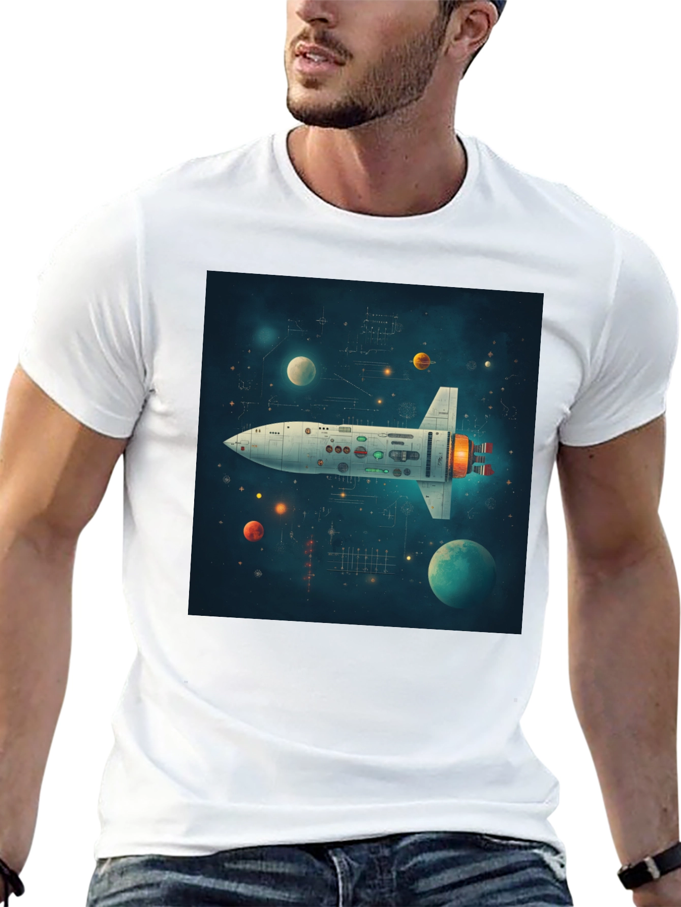 Retro Rocket Graphic Tee - Space Adventure Shirt