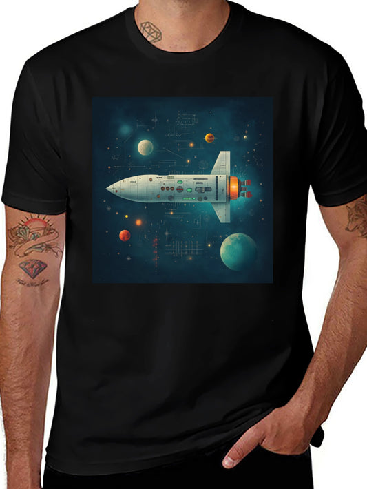 Retro Rocket Graphic Tee - Space Adventure Shirt