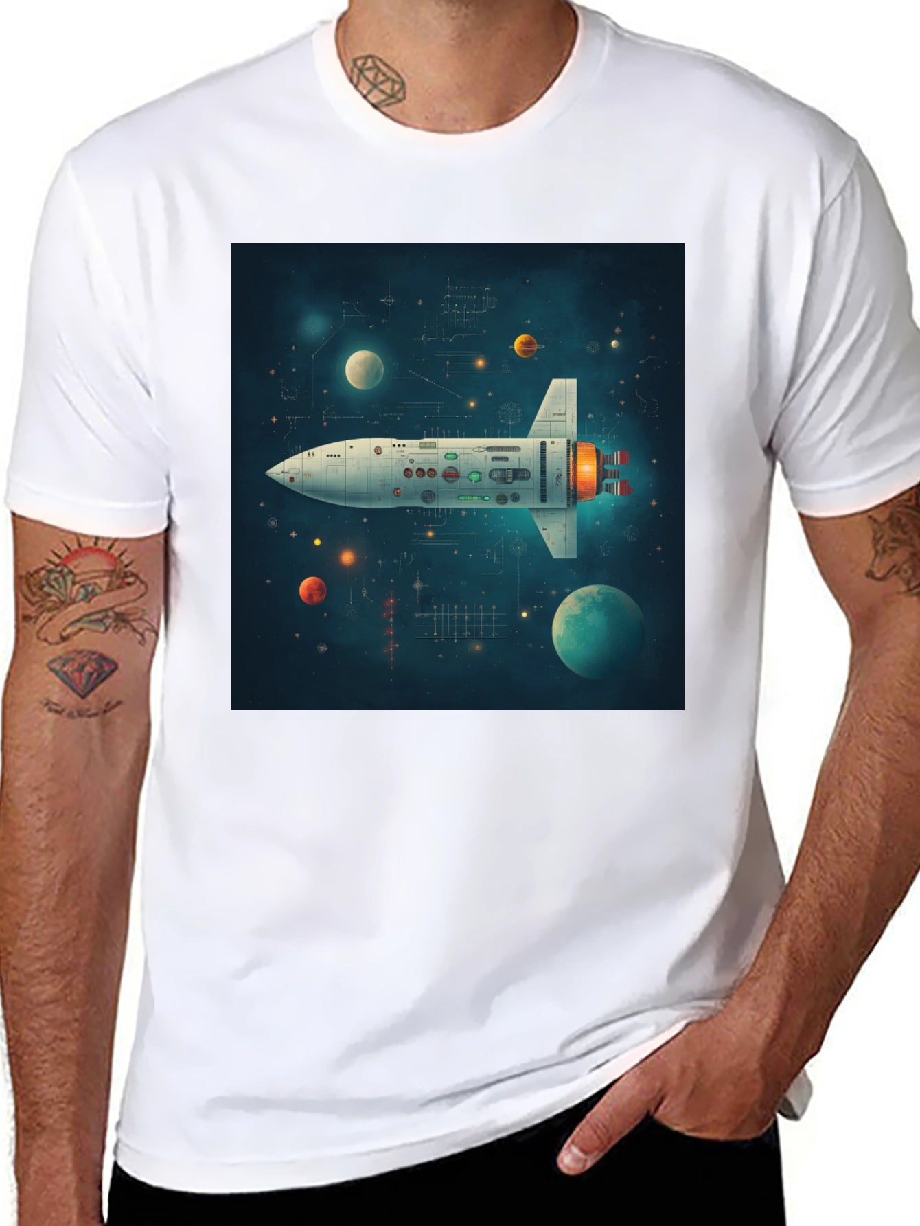 Retro Rocket Graphic Tee - Space Adventure Shirt