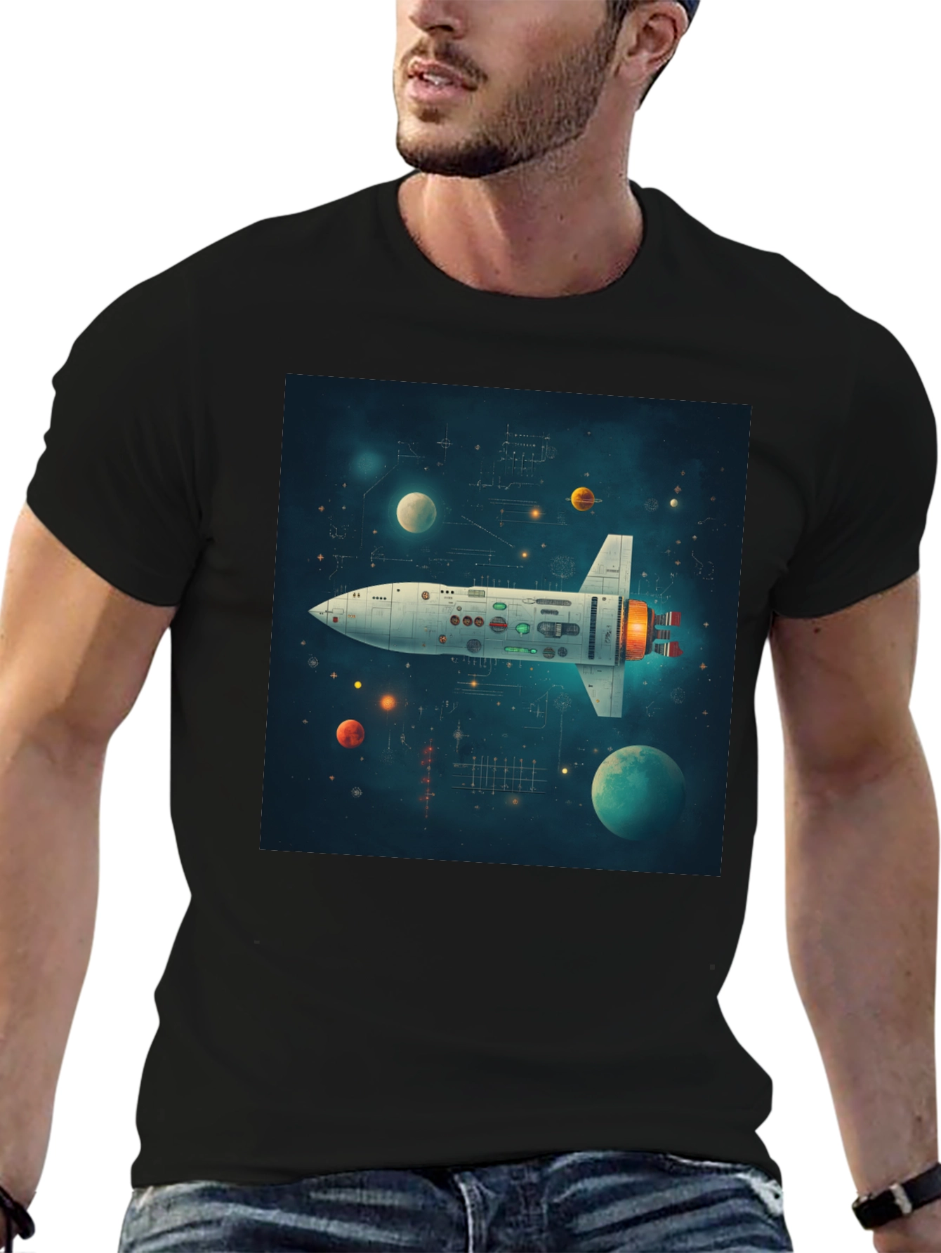 Retro Rocket Graphic Tee - Space Adventure Shirt
