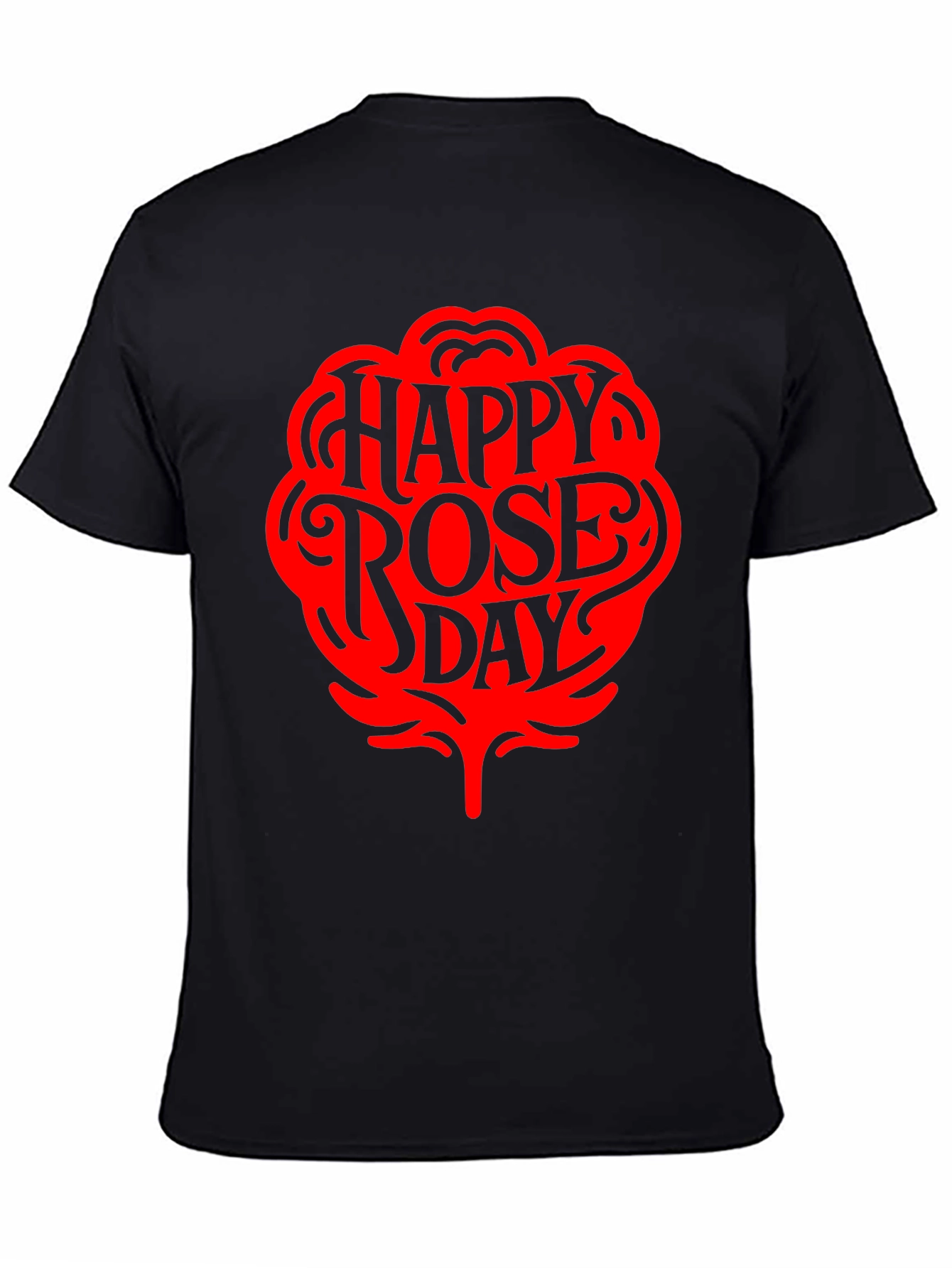 Happy Rose Day Black T-Shirt