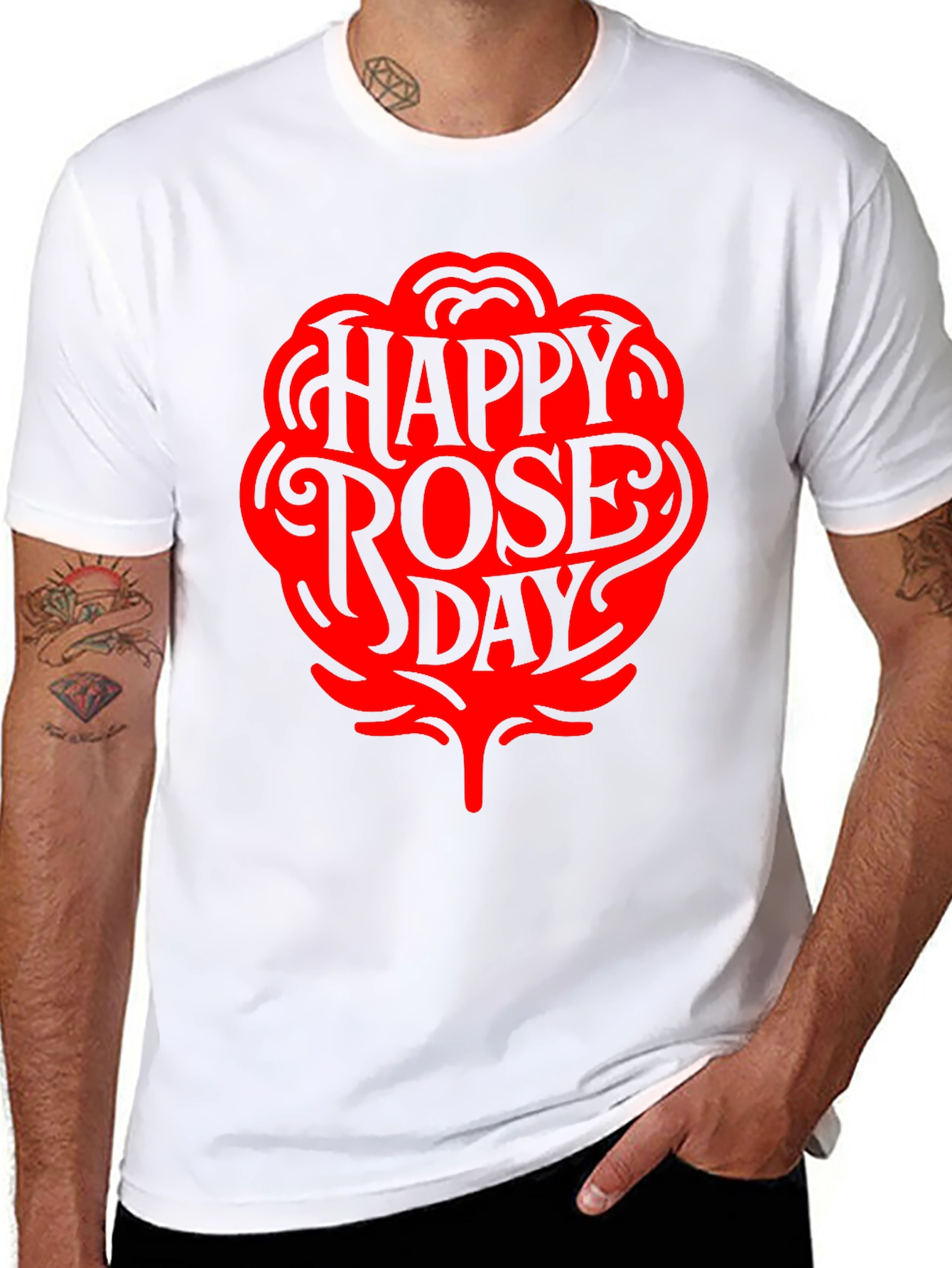 Happy Rose Day Black T-Shirt