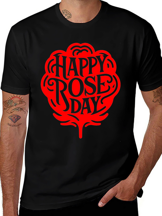Happy Rose Day Black T-Shirt