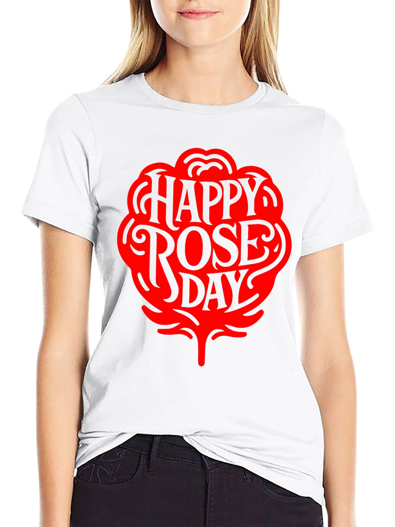 Happy Rose Day Black T-Shirt
