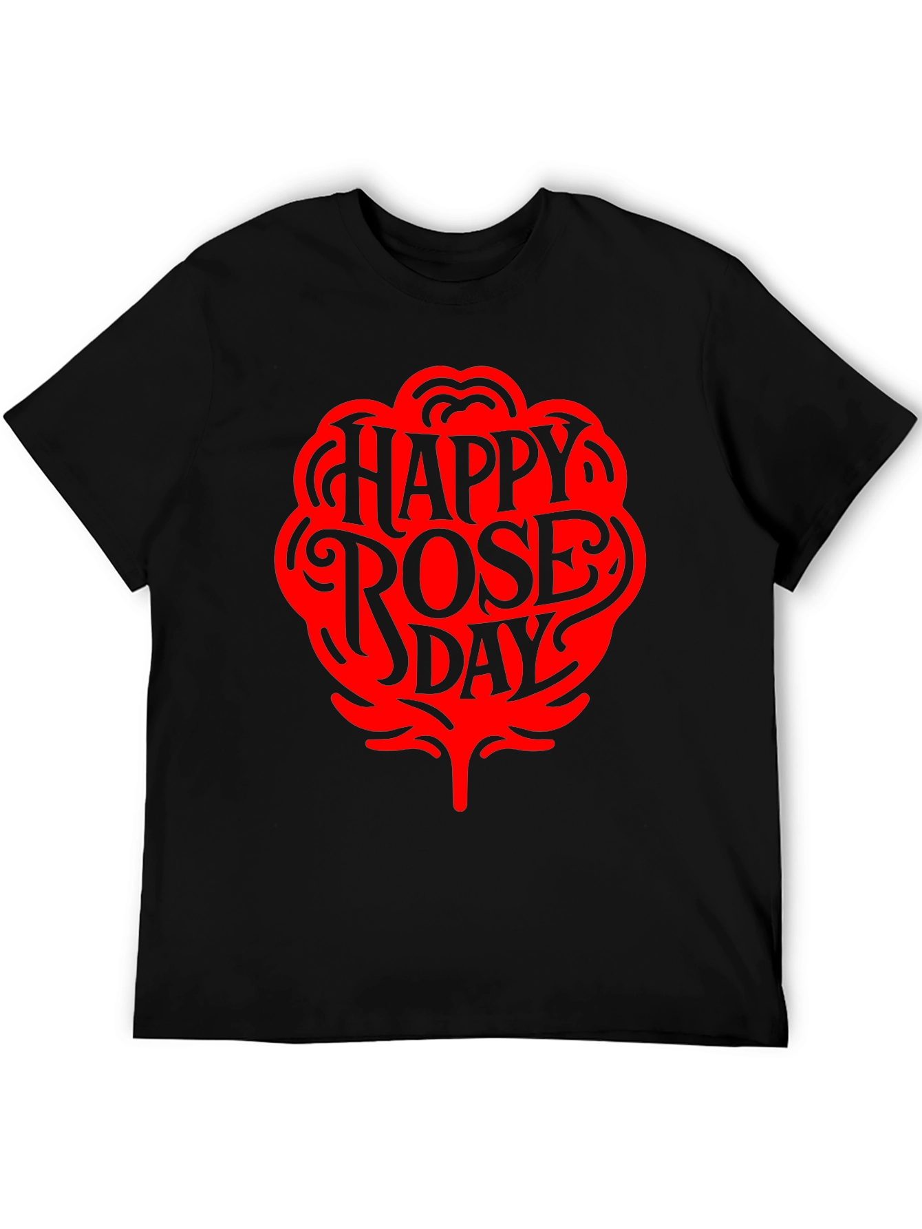 Happy Rose Day Black T-Shirt