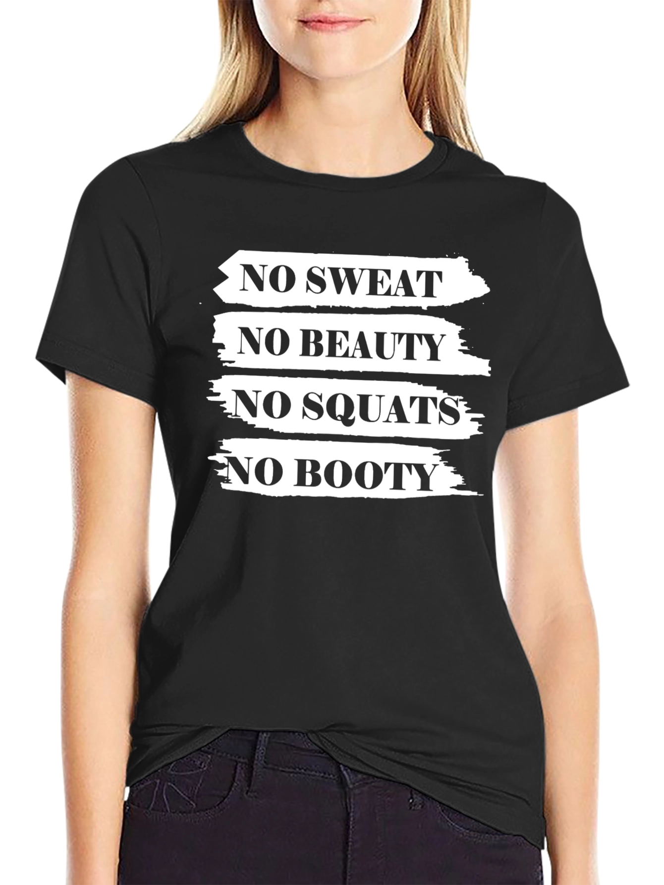 No Sweat No Booty Black Graphic T-Shirt