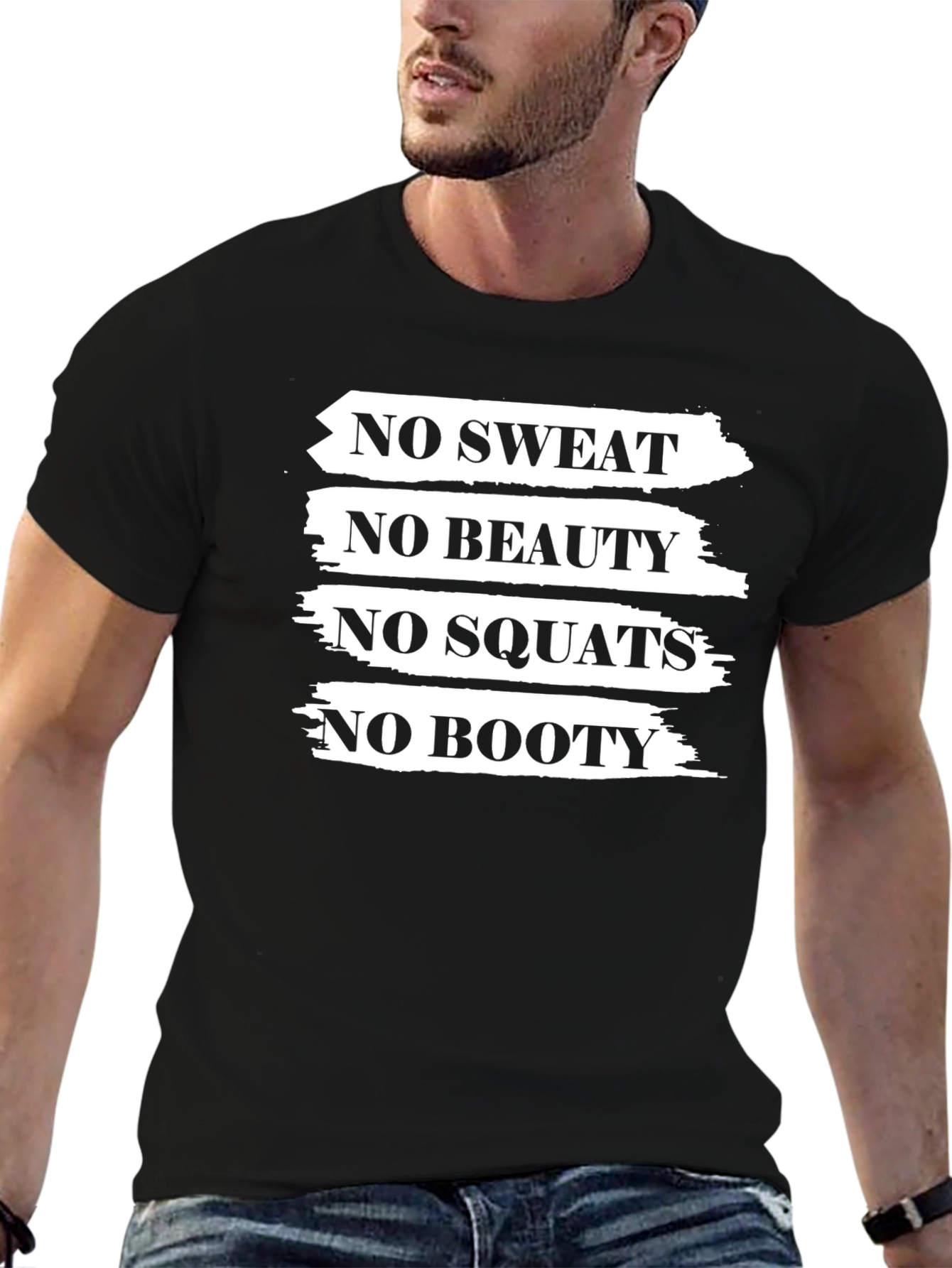 No Sweat No Booty Black Graphic T-Shirt