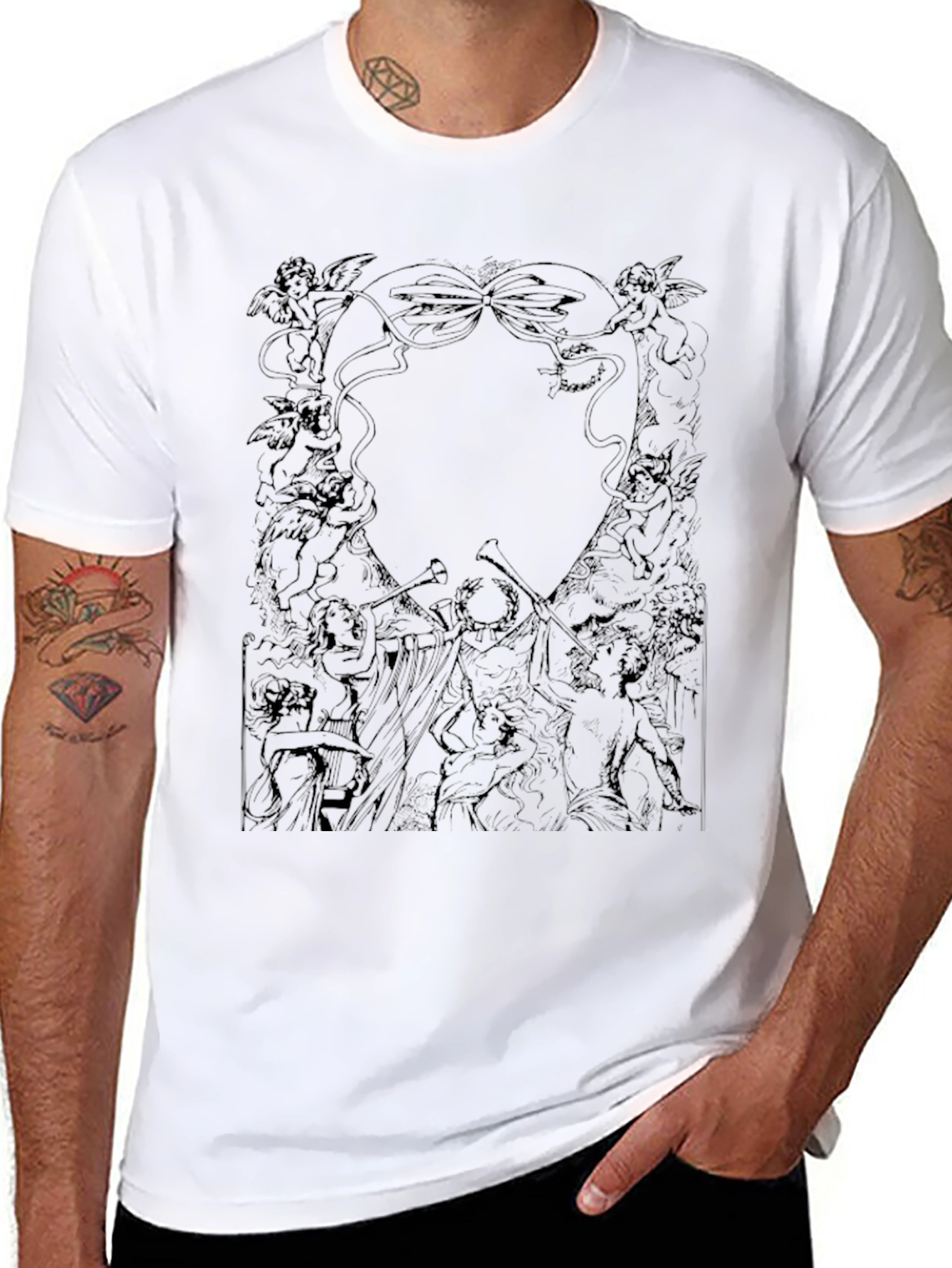 Angelic Graphic Print Black T-Shirt