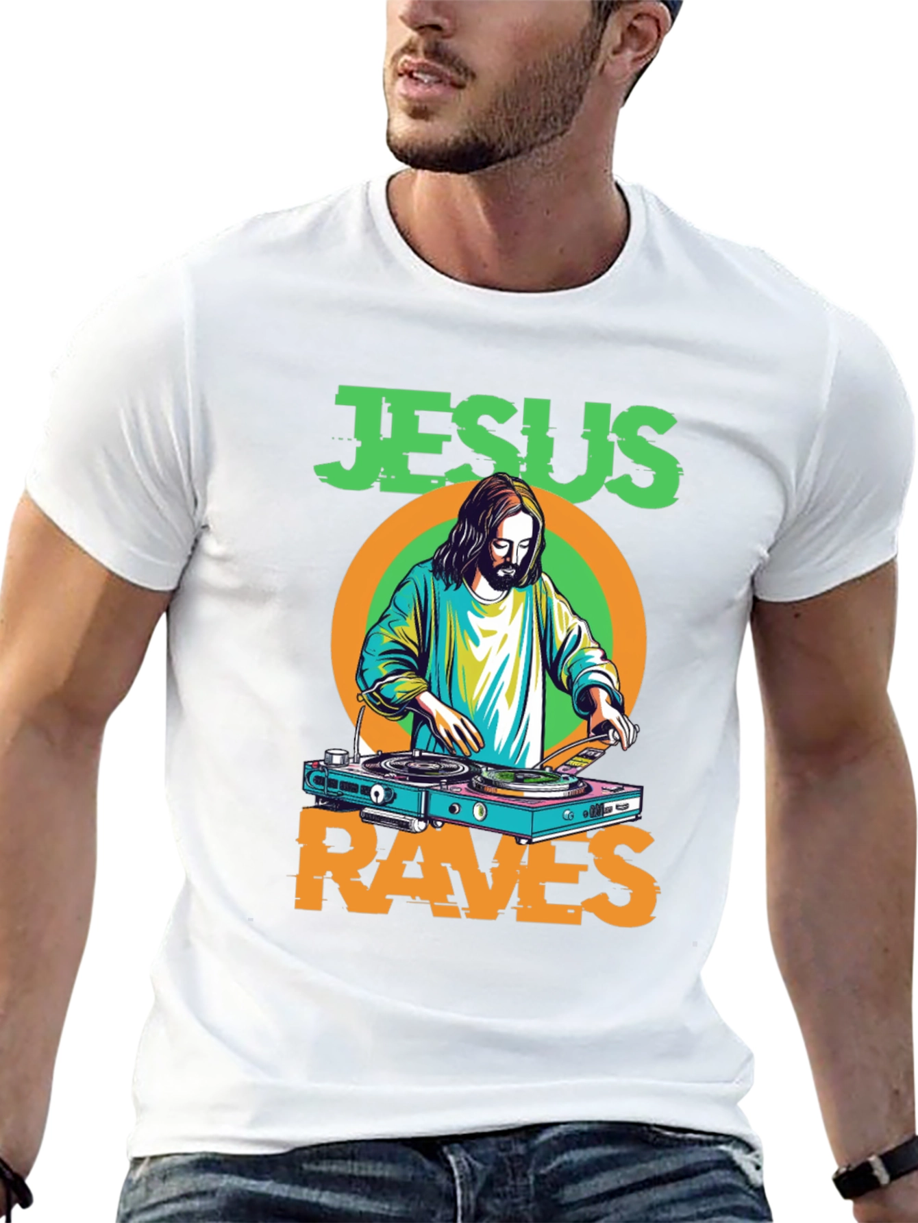 Jesus Raves T-Shirt - Funny Graphic Tee