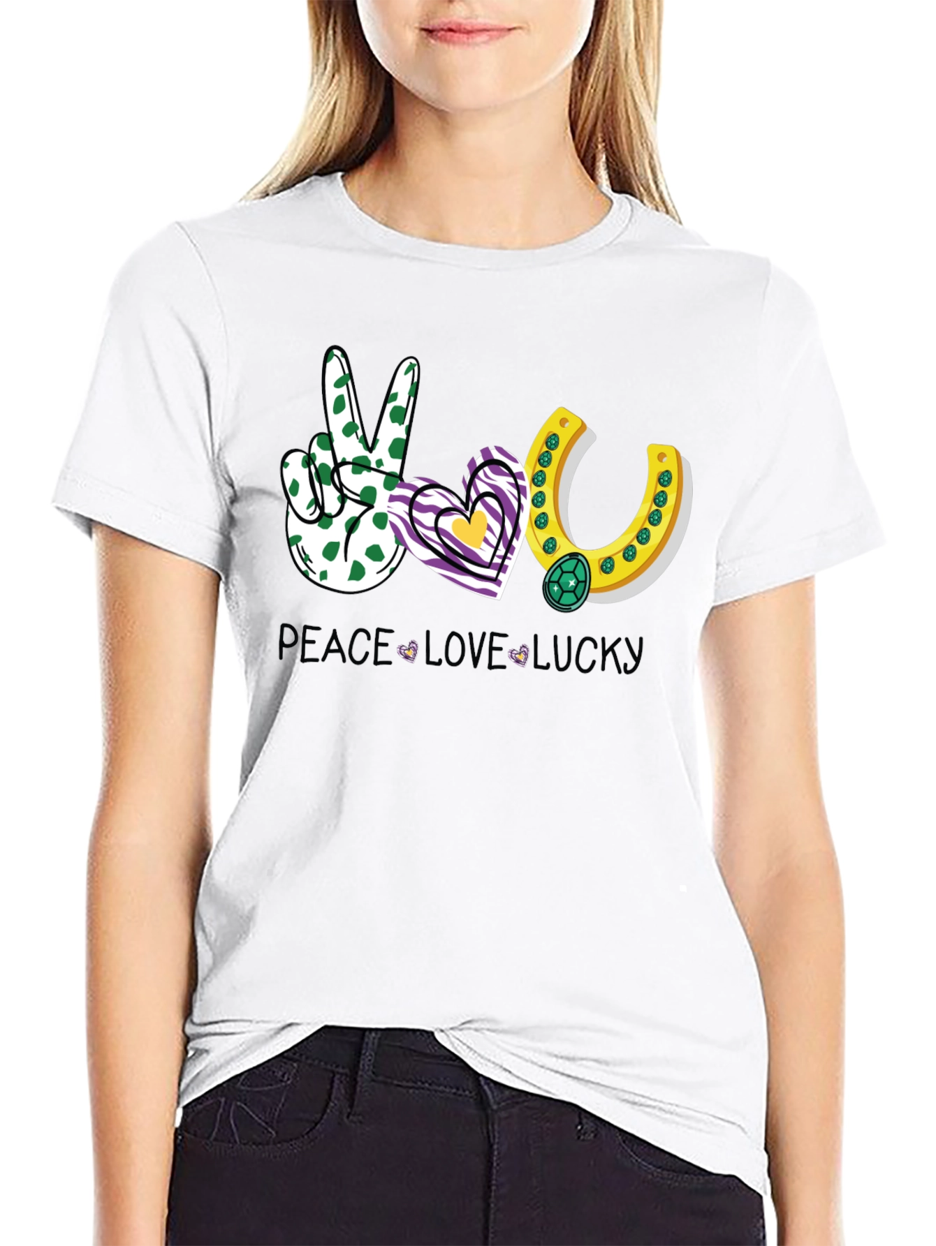 Peace Love Lucky Graphic T-Shirt