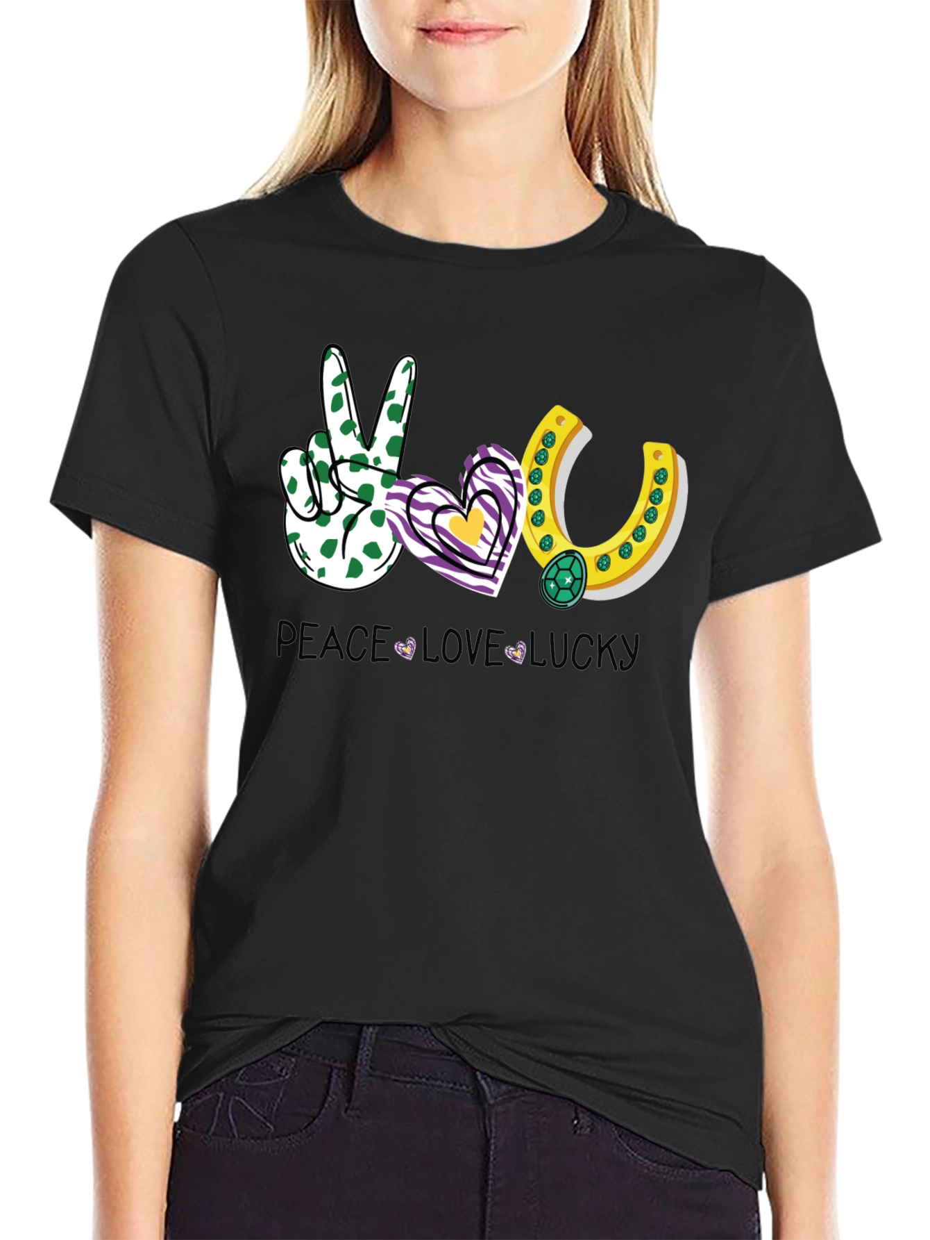 Peace Love Lucky Graphic T-Shirt