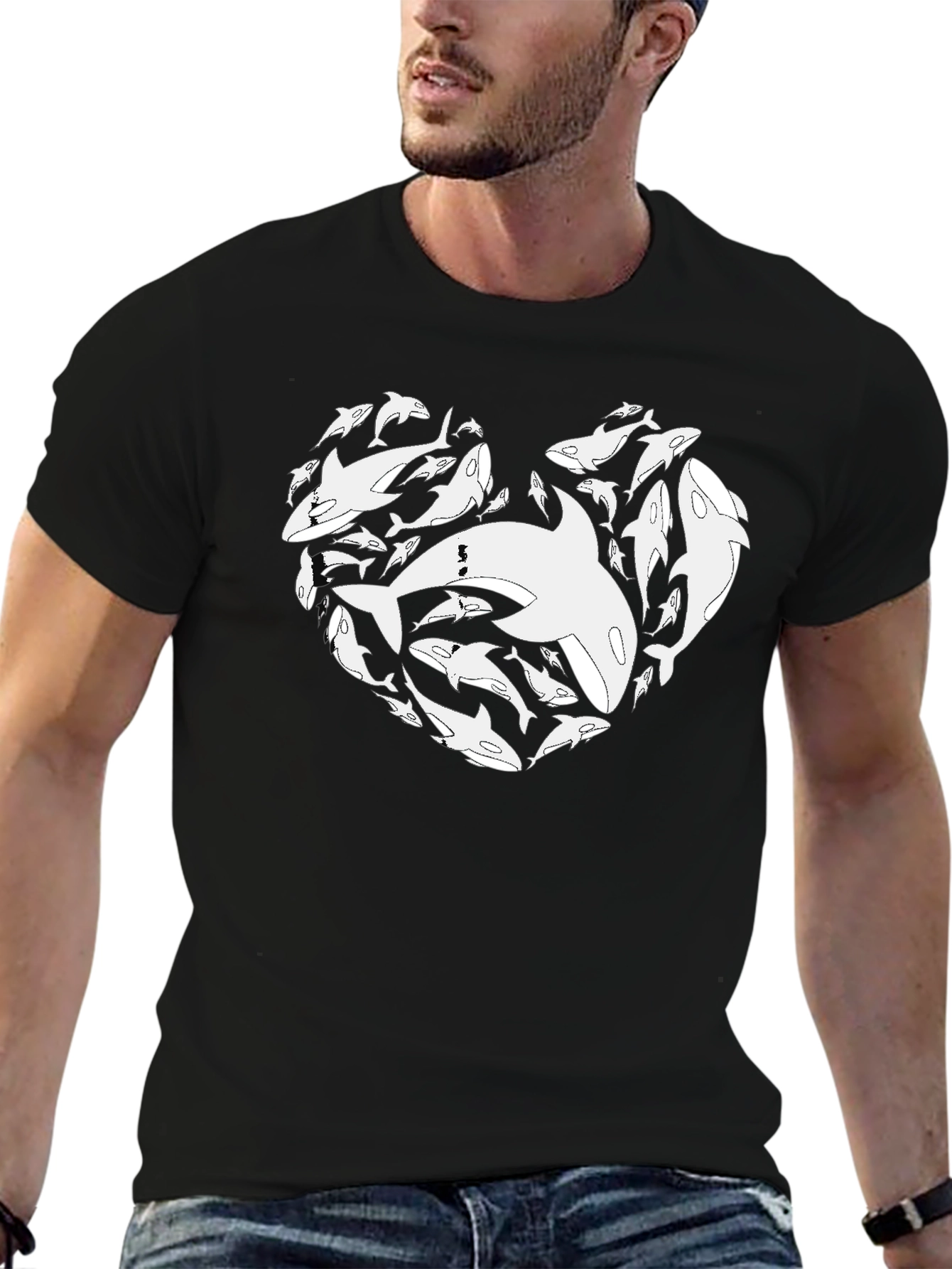 Orca Heart Graphic T-Shirt - Black