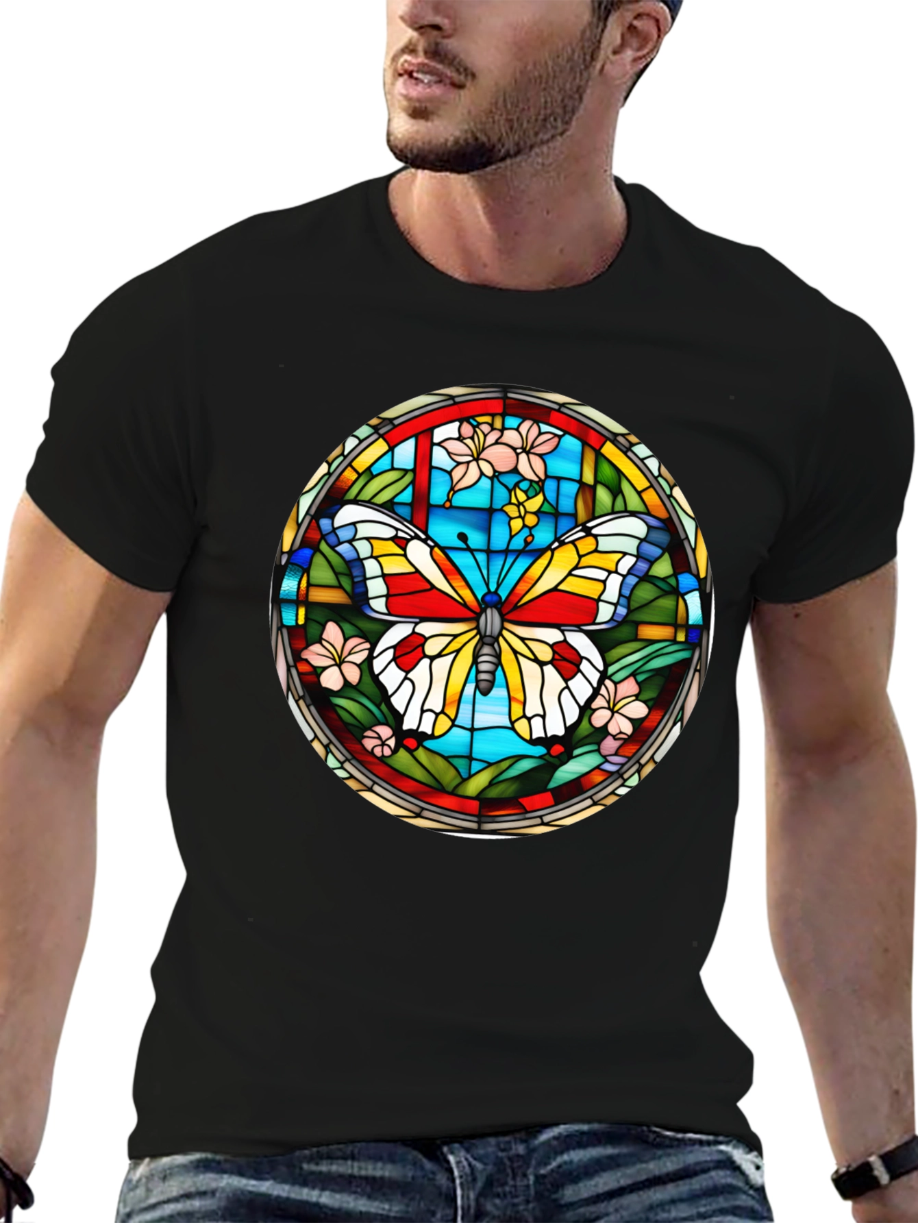Butterfly Stained Glass Graphic T-Shirt