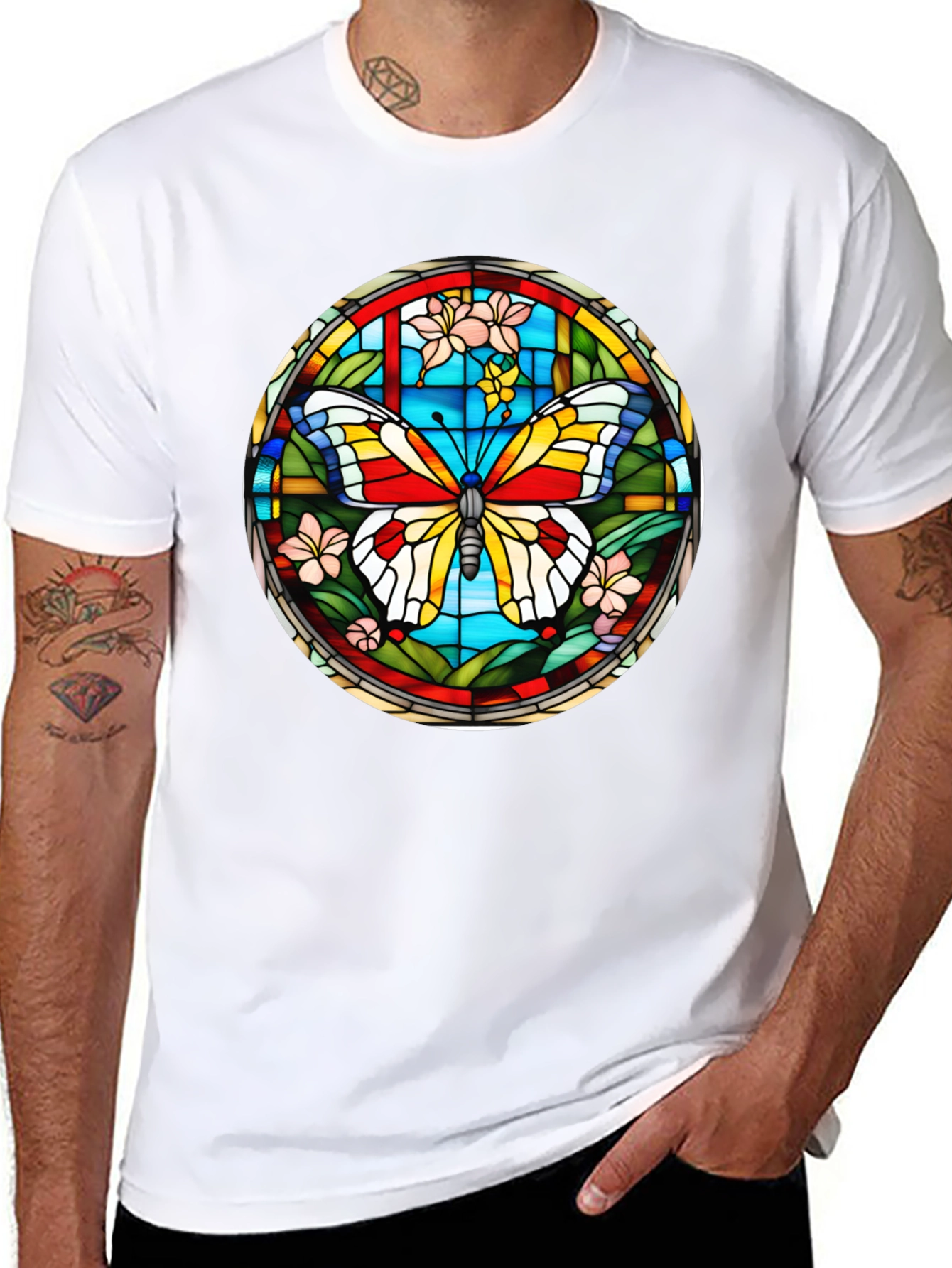 Butterfly Stained Glass Graphic T-Shirt