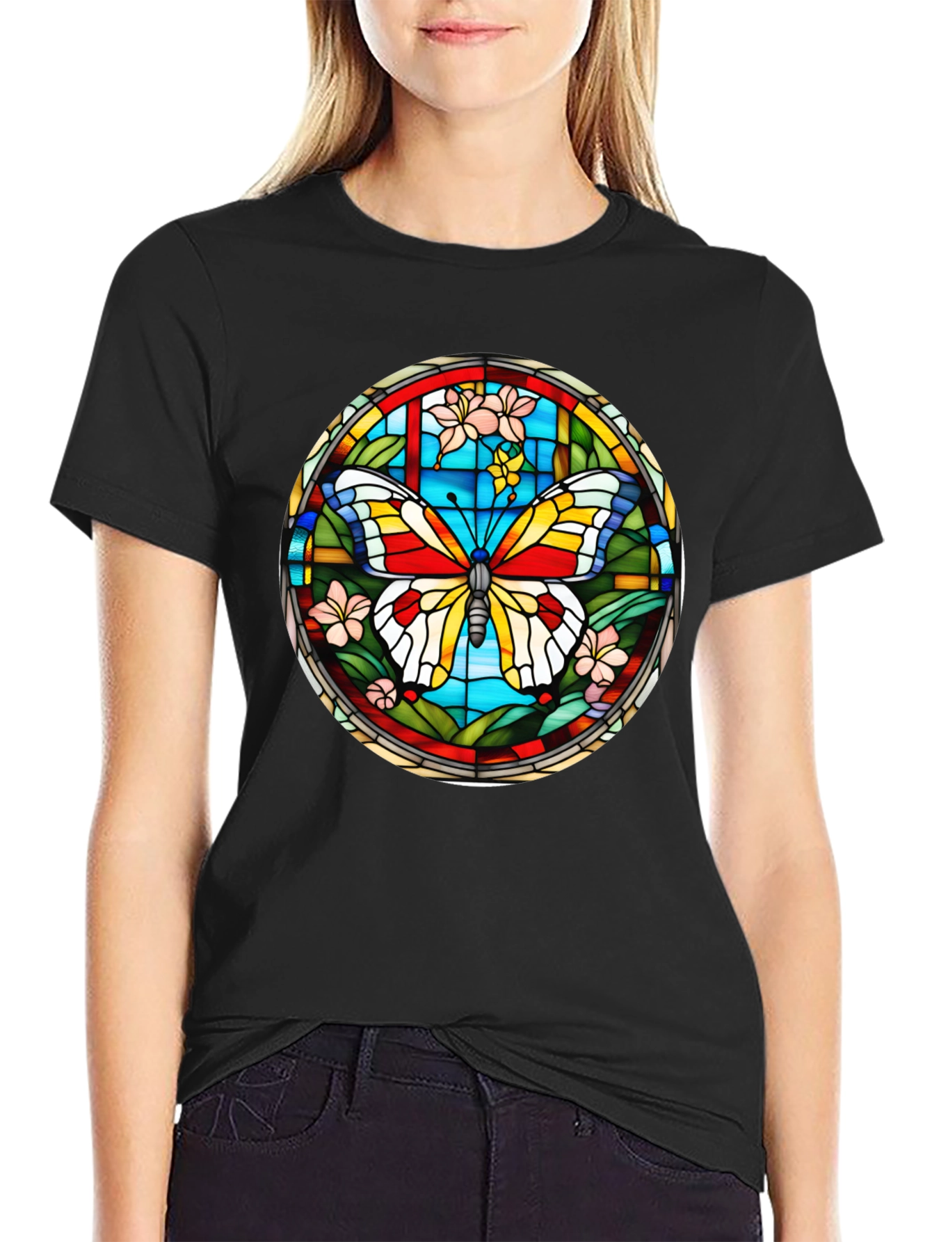 Butterfly Stained Glass Graphic T-Shirt