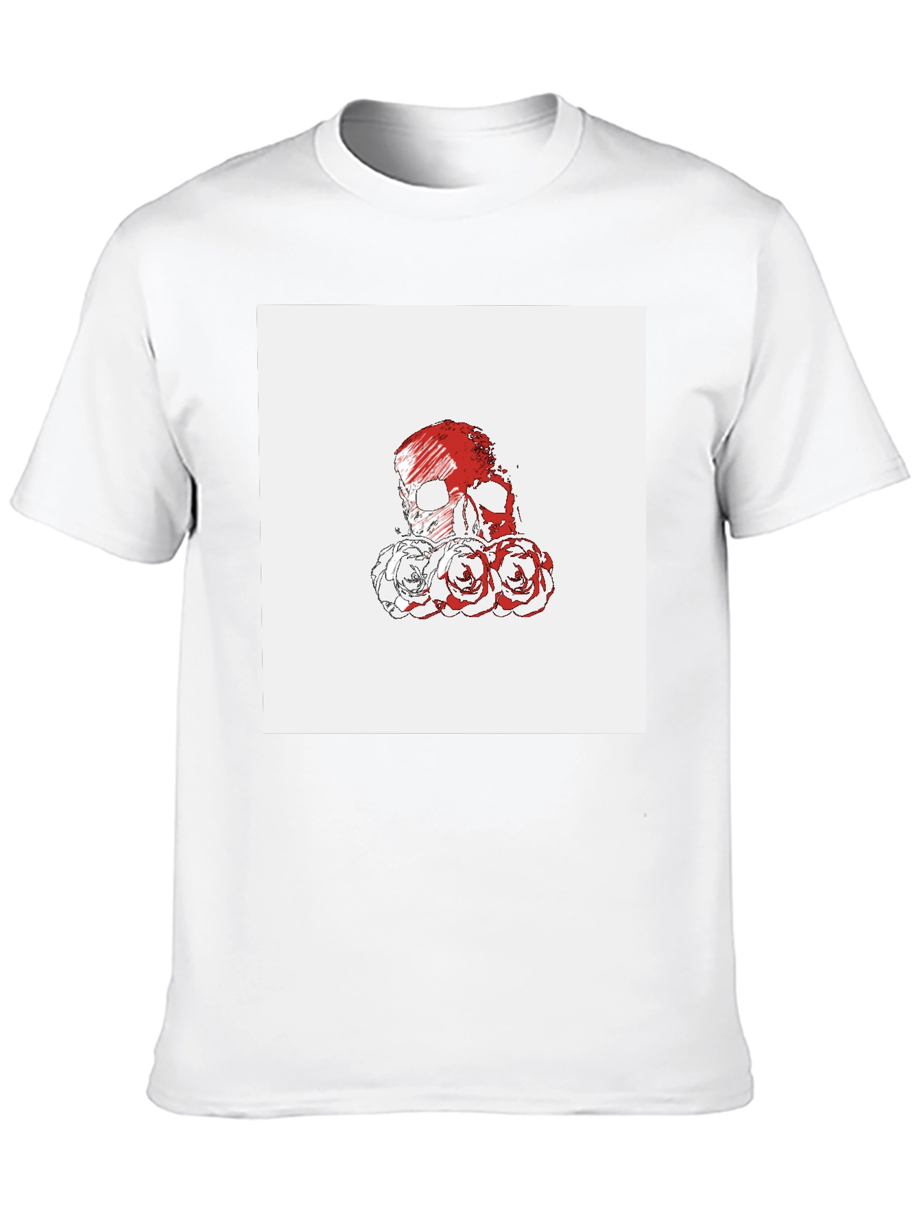 Skull & Roses Graphic Tee - Black Cotton T-Shirt