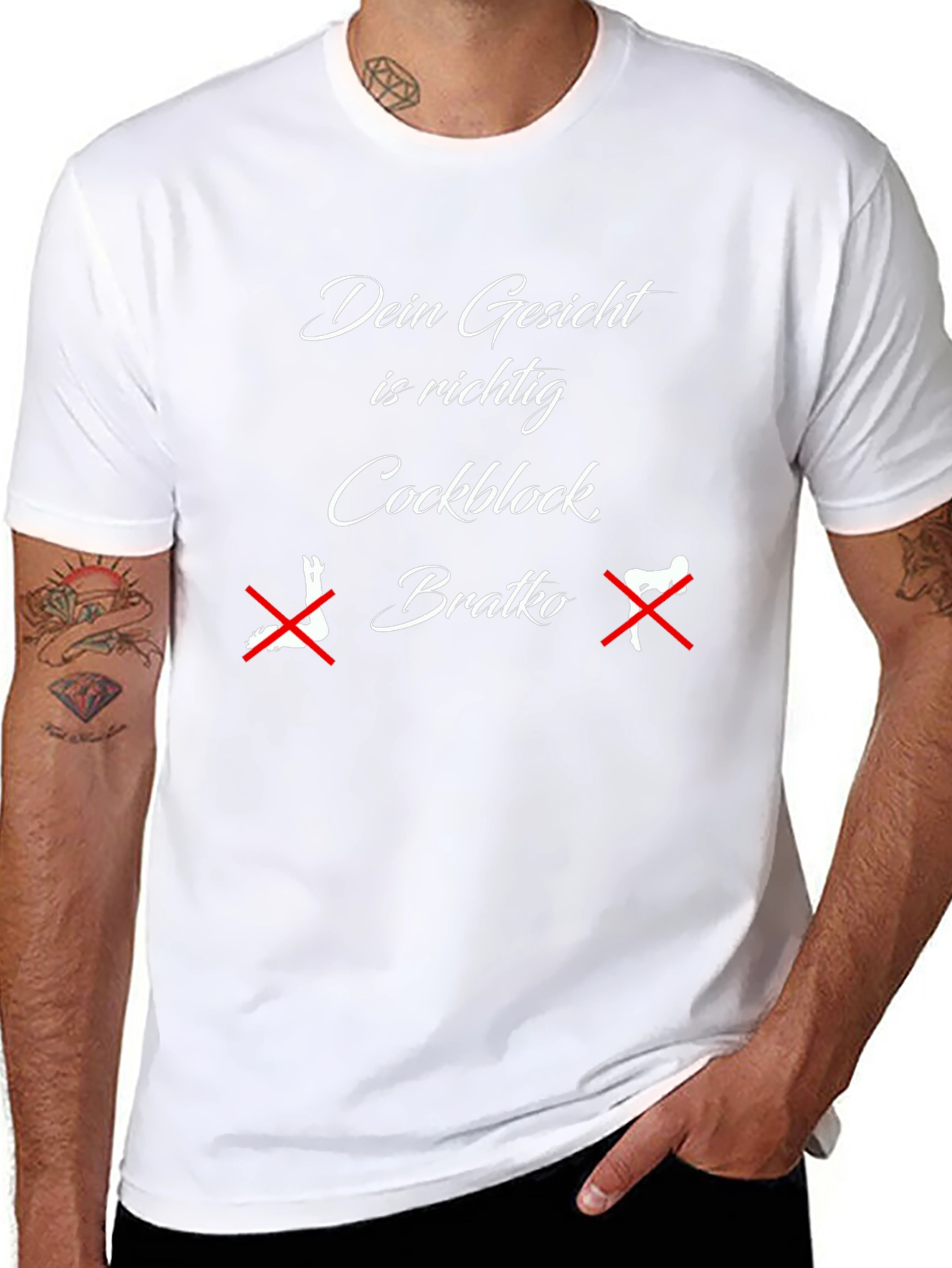 Dein Gesicht T-Shirt - Cockblock Bratko Novelty Tee