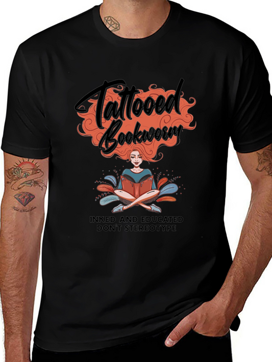 Tattooed Bookworm Graphic Tee - Inked & Educated T-Shirt