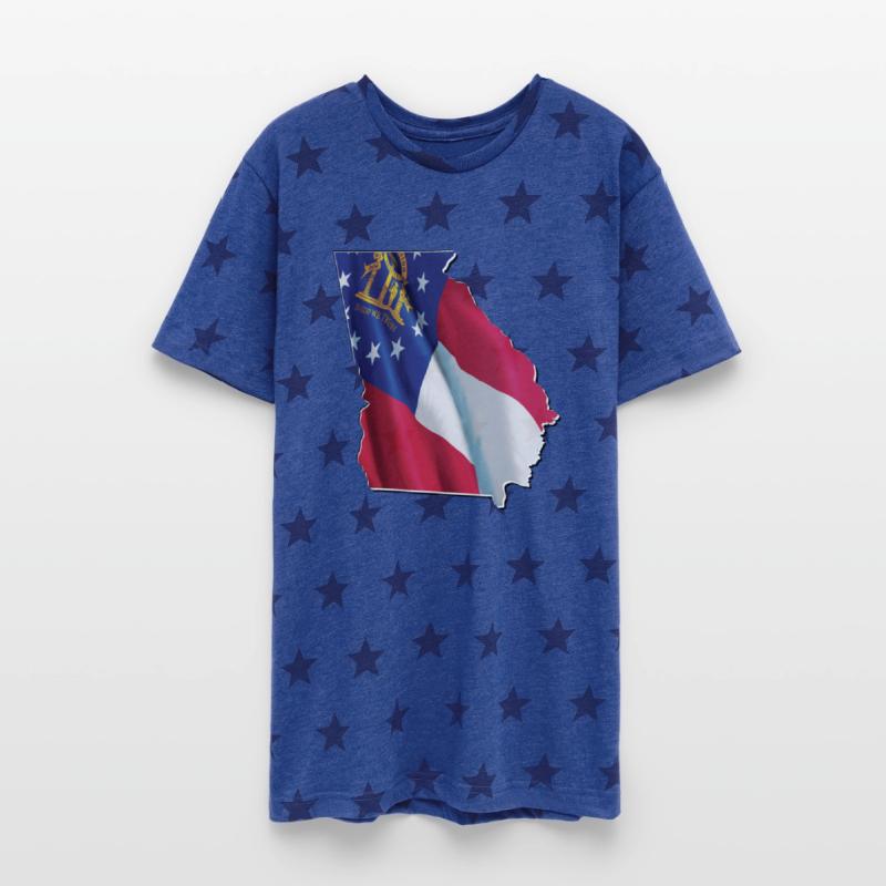 Georgia State Flag in Georgia State Map