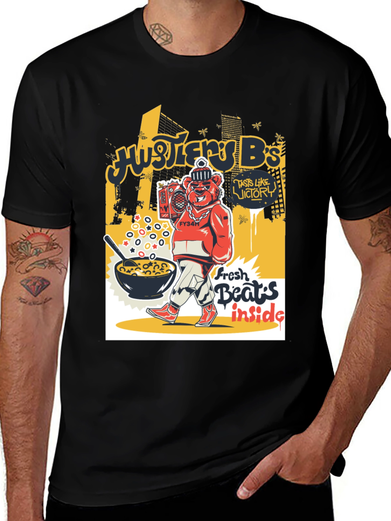 Hustler Bs Graphic Print Black T-Shirt
