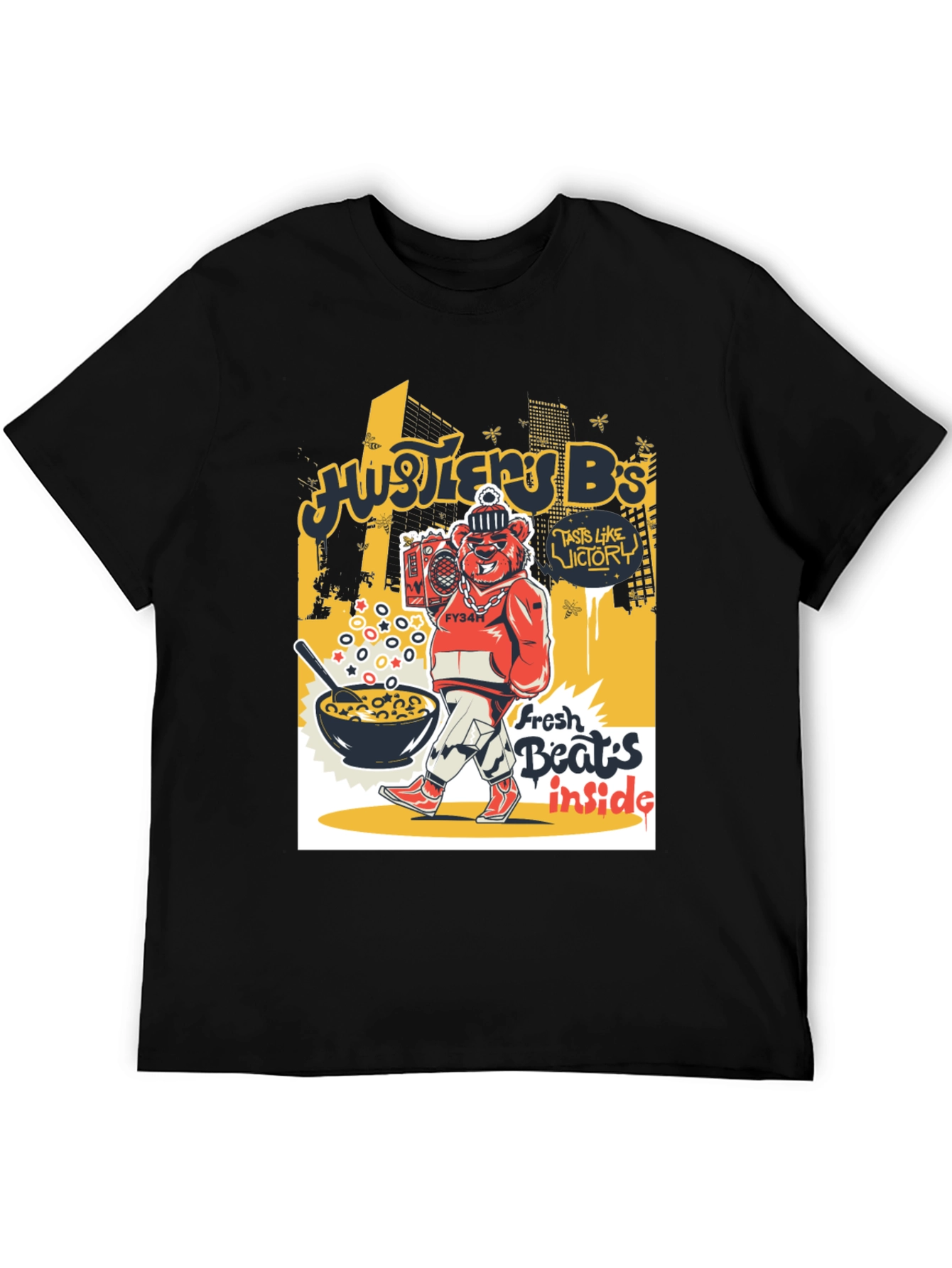 Hustler Bs Graphic Print Black T-Shirt