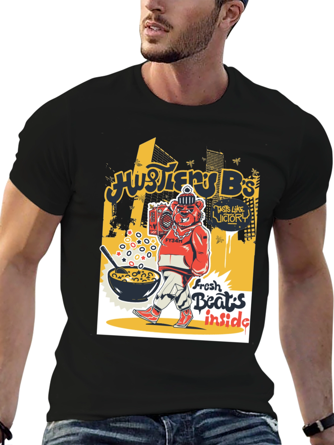 Hustler Bs Graphic Print Black T-Shirt