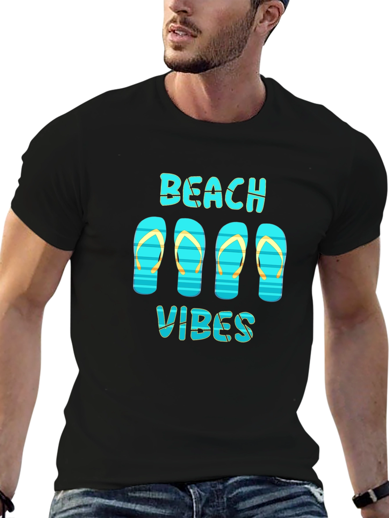 Beach Vibes Graphic Print Crew Neck T-Shirt