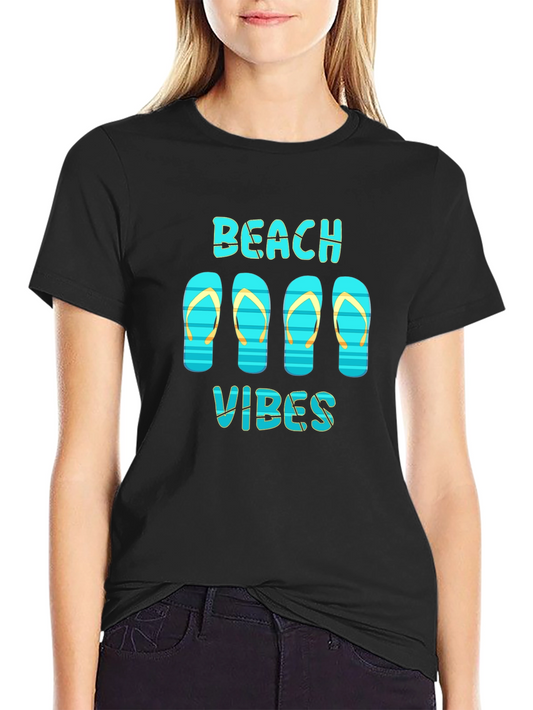 Beach Vibes Graphic Print Crew Neck T-Shirt