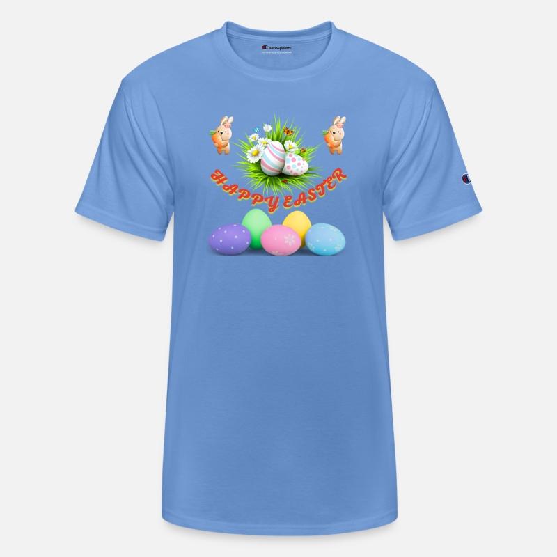 Gift, Happy Easter with colored eggs and flowers