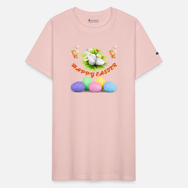 Gift, Happy Easter with colored eggs and flowers