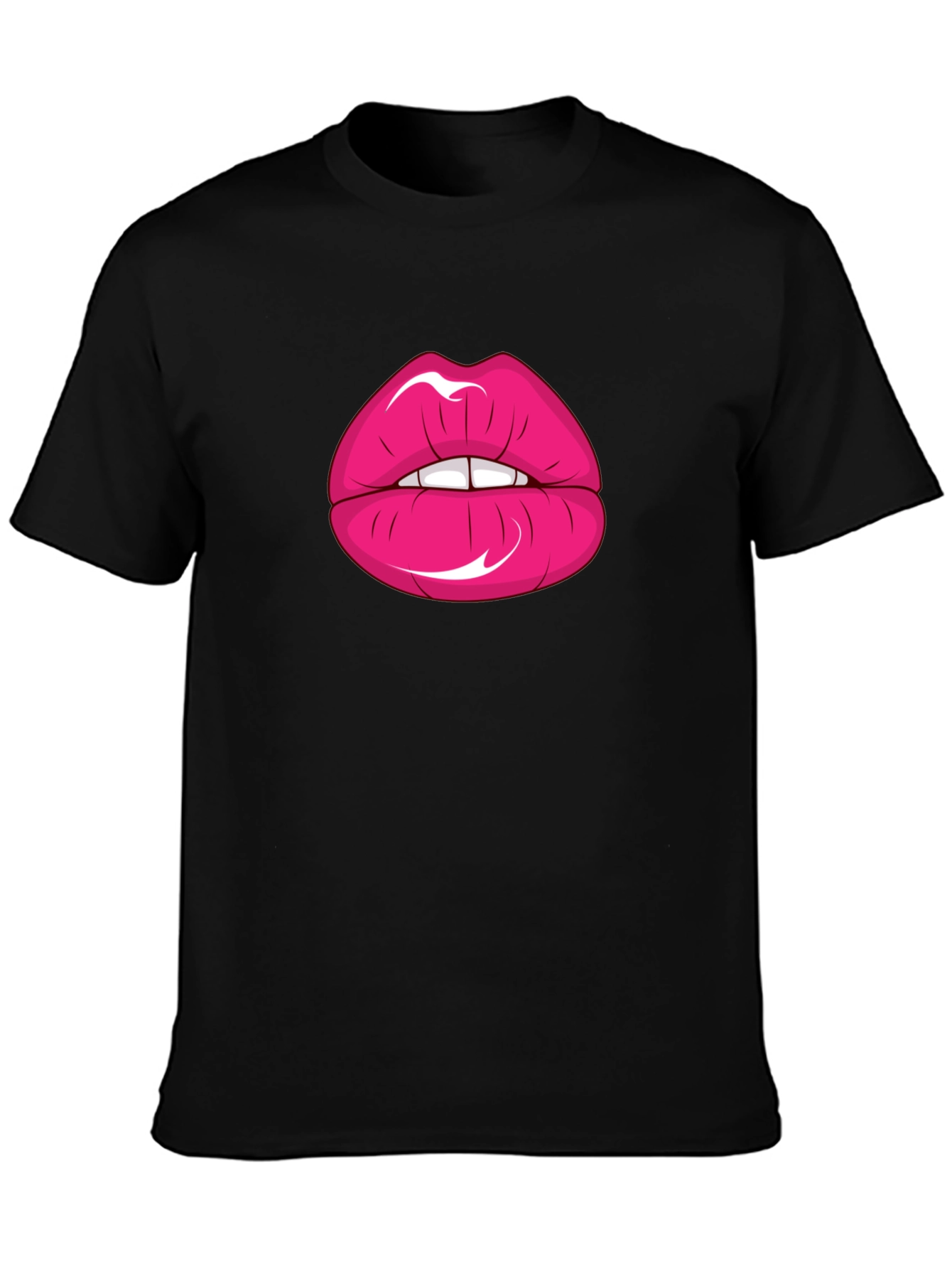 Lips Graphic Print Black T-Shirt