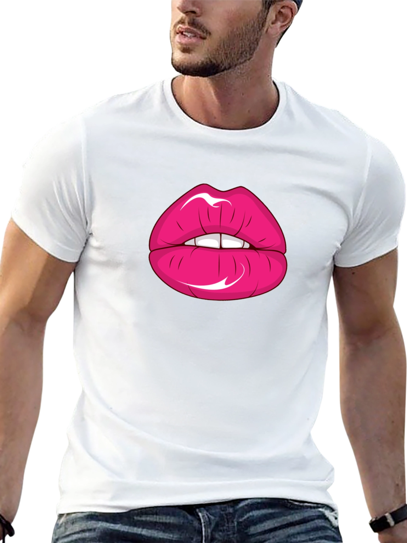 Lips Graphic Print Black T-Shirt