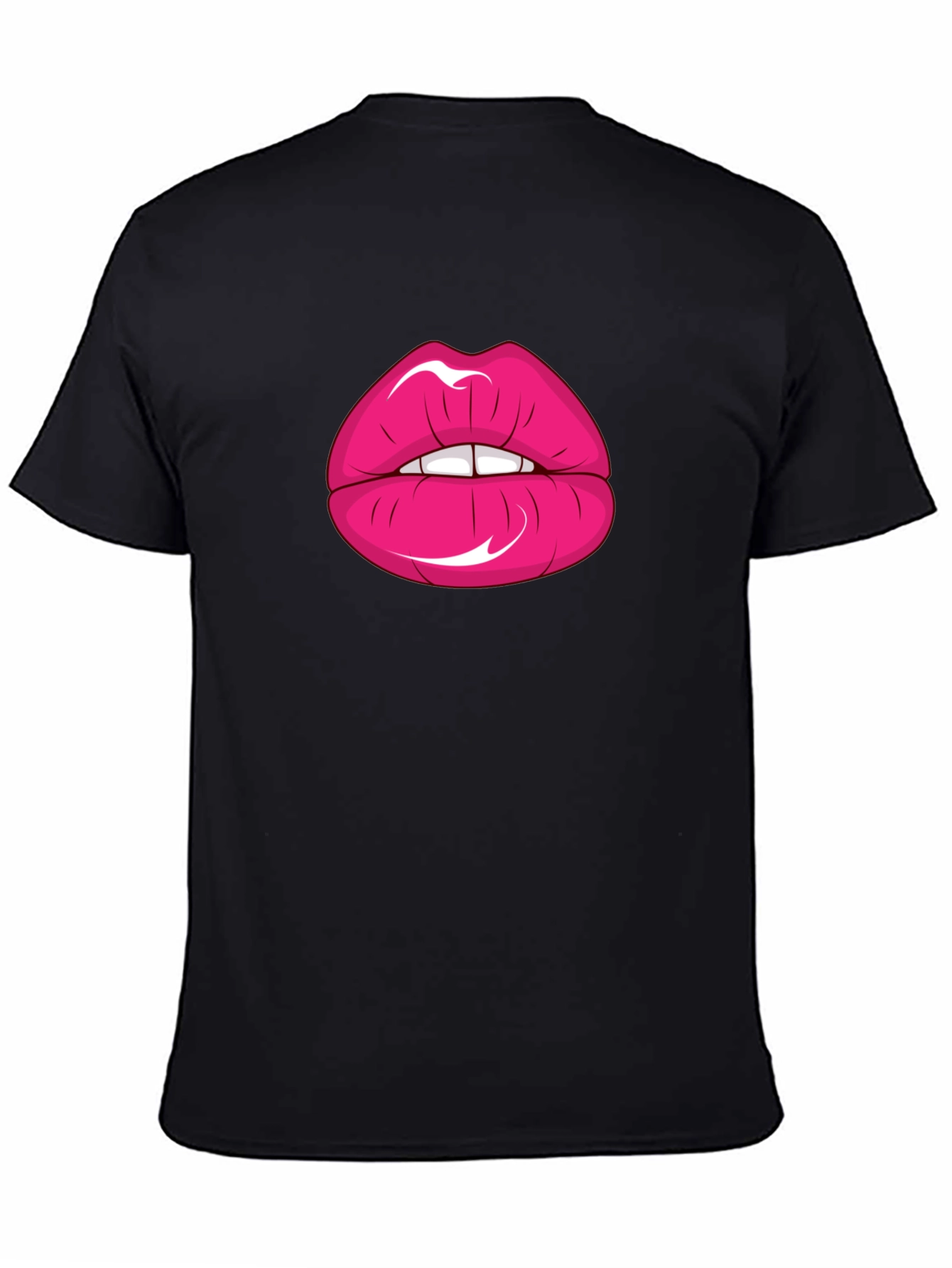 Lips Graphic Print Black T-Shirt