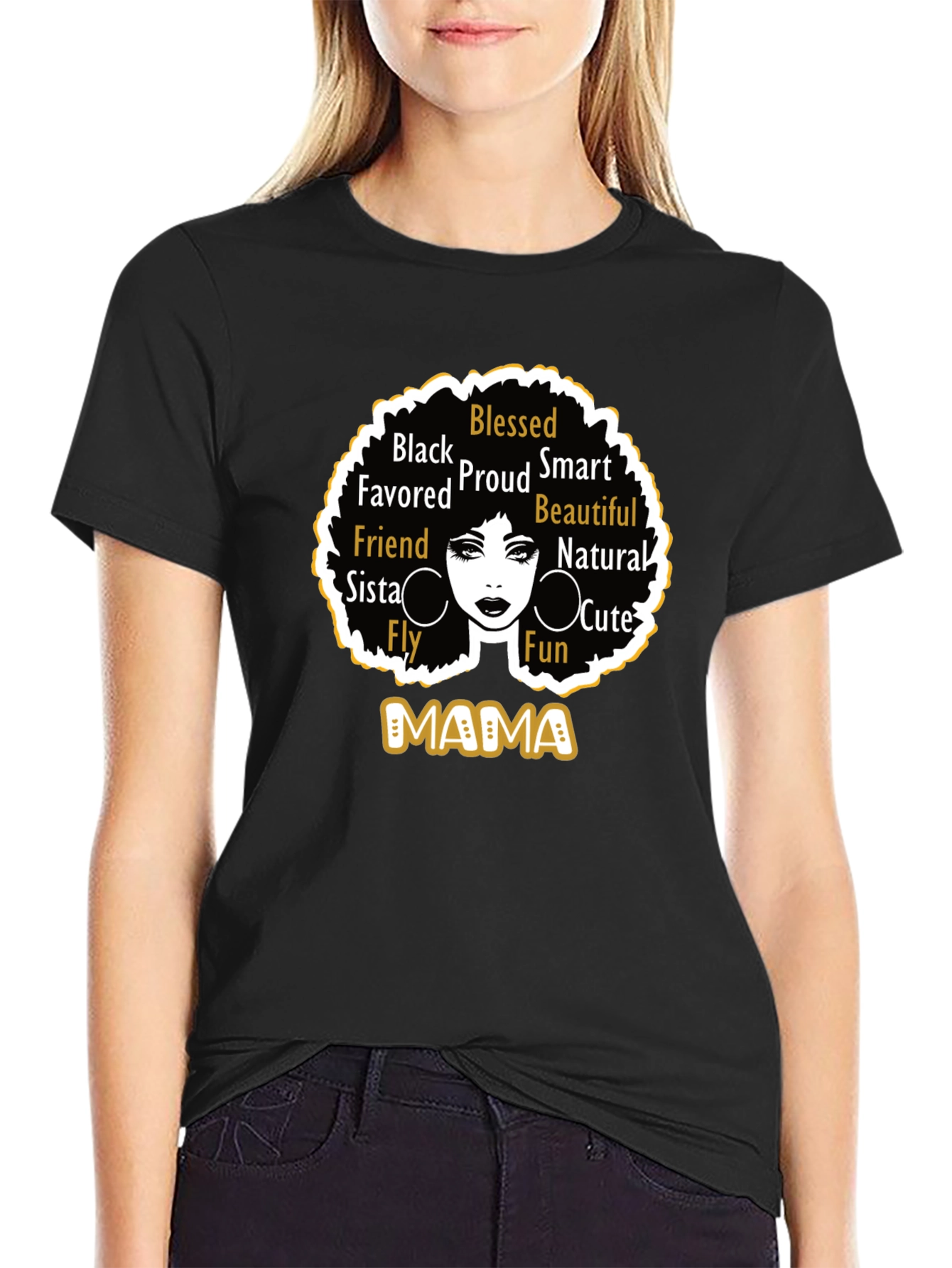 Black Mama Graphic Tee - Blessed Proud Beautiful
