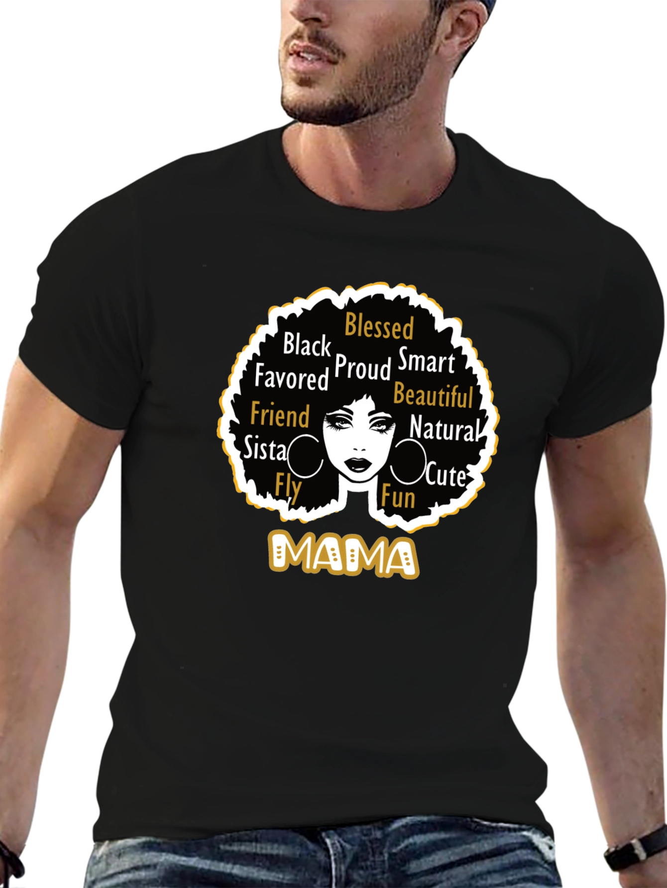 Black Mama Graphic Tee - Blessed Proud Beautiful