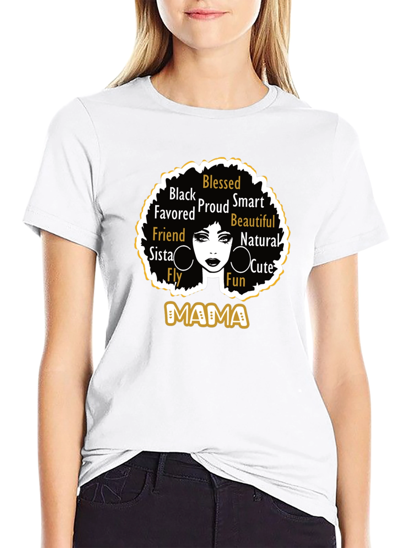 Black Mama Graphic Tee - Blessed Proud Beautiful